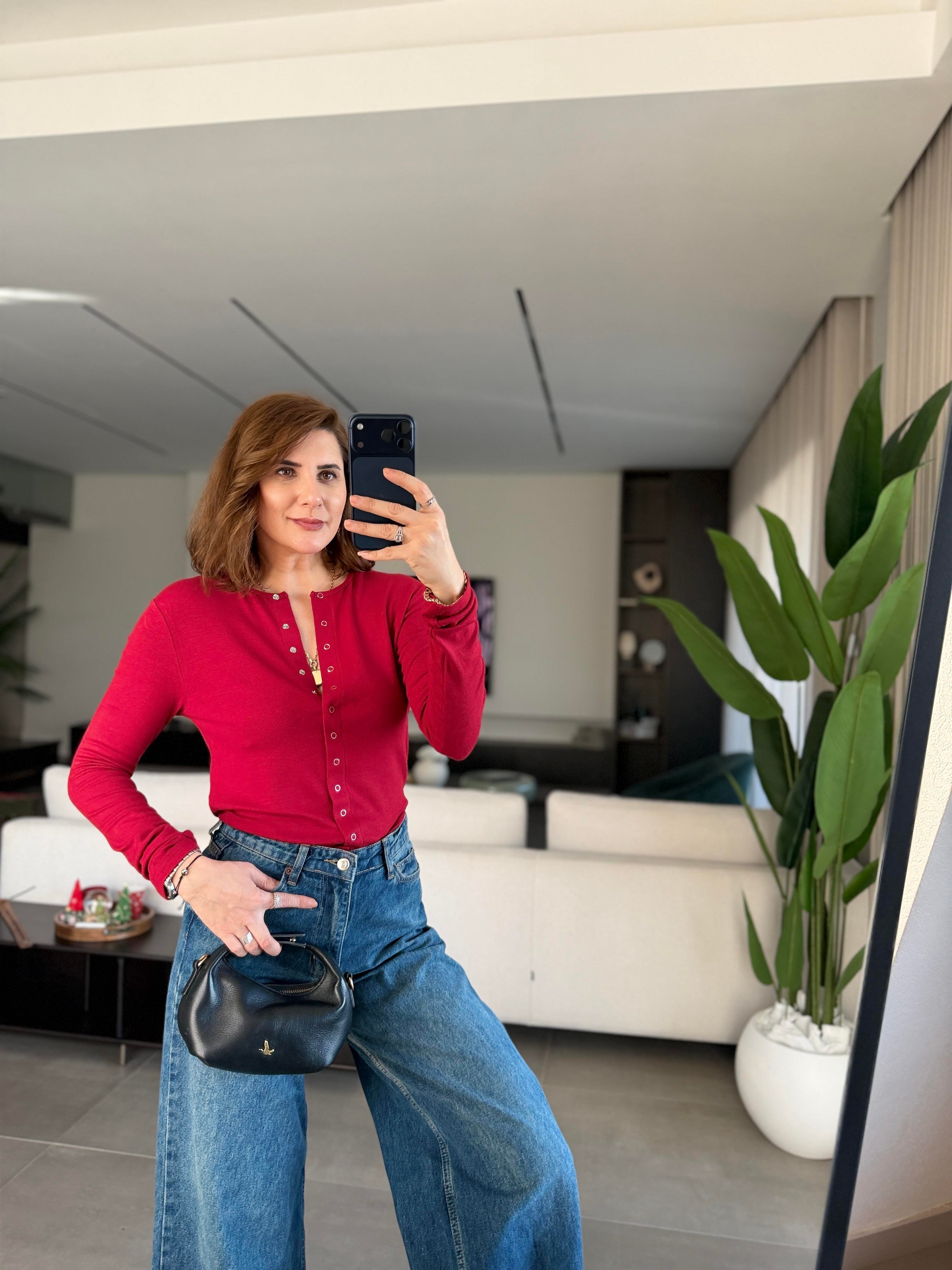 Bordo Önü Çıtçıtlı Buzzy Bluz