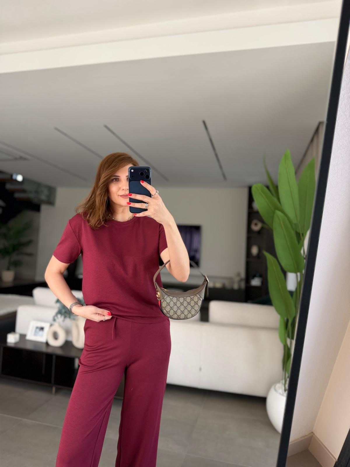 Bordo Rona Bisiklet Yaka Oys Takım