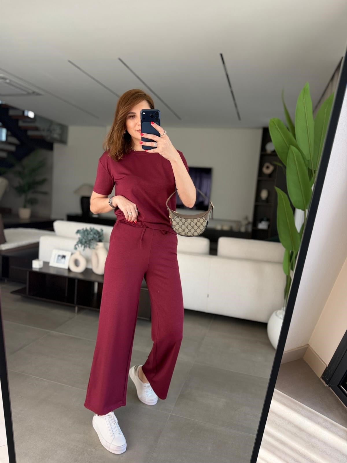 Bordo Rona Bisiklet Yaka Oys Takım