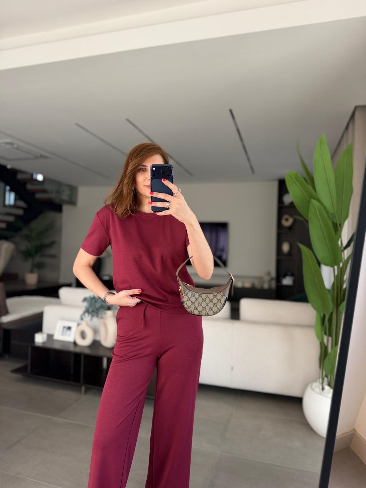 Bordo Rona Bisiklet Yaka Oys Takım