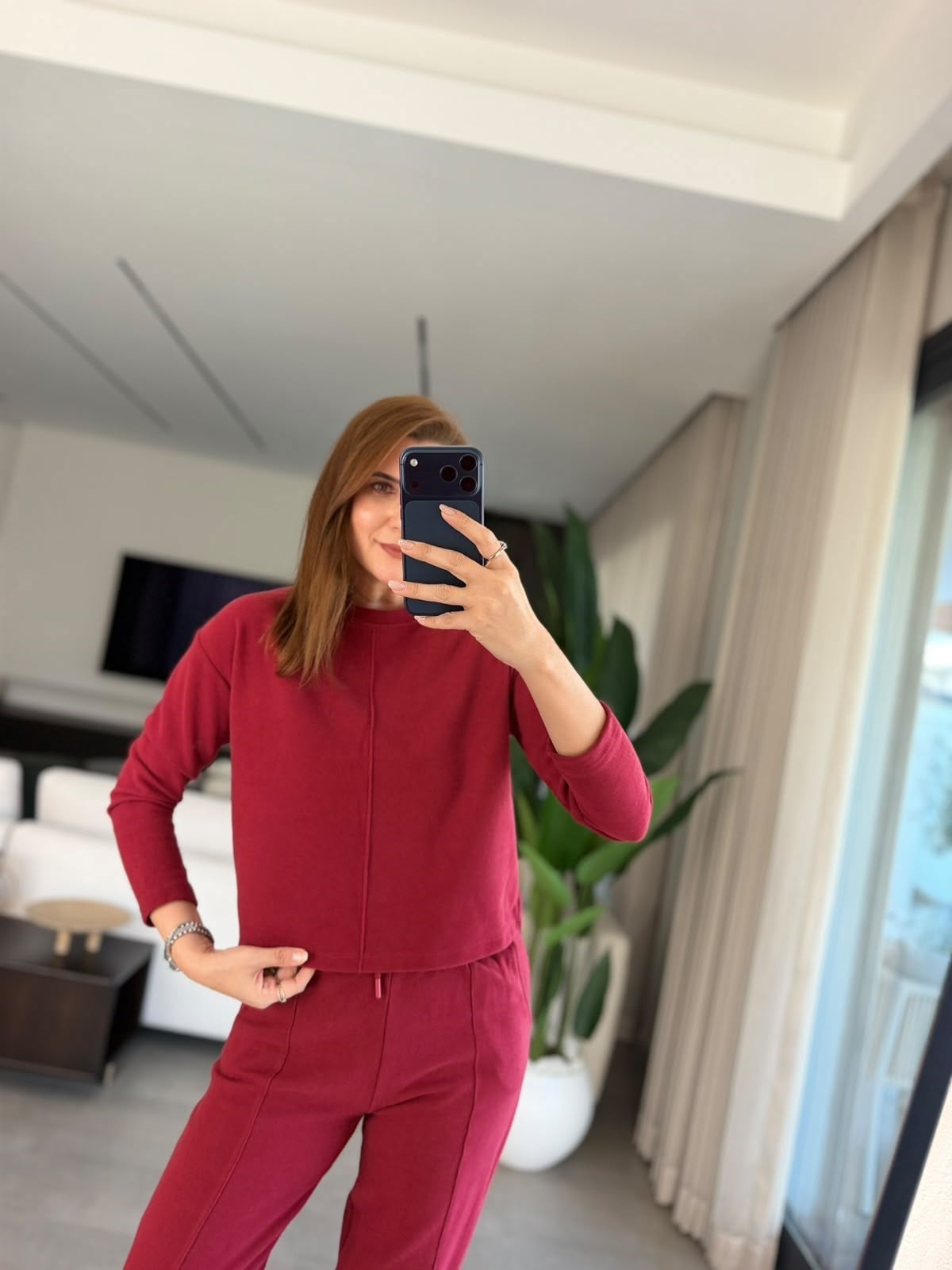 Bordo Selanik Ortası Çimalı Bluz