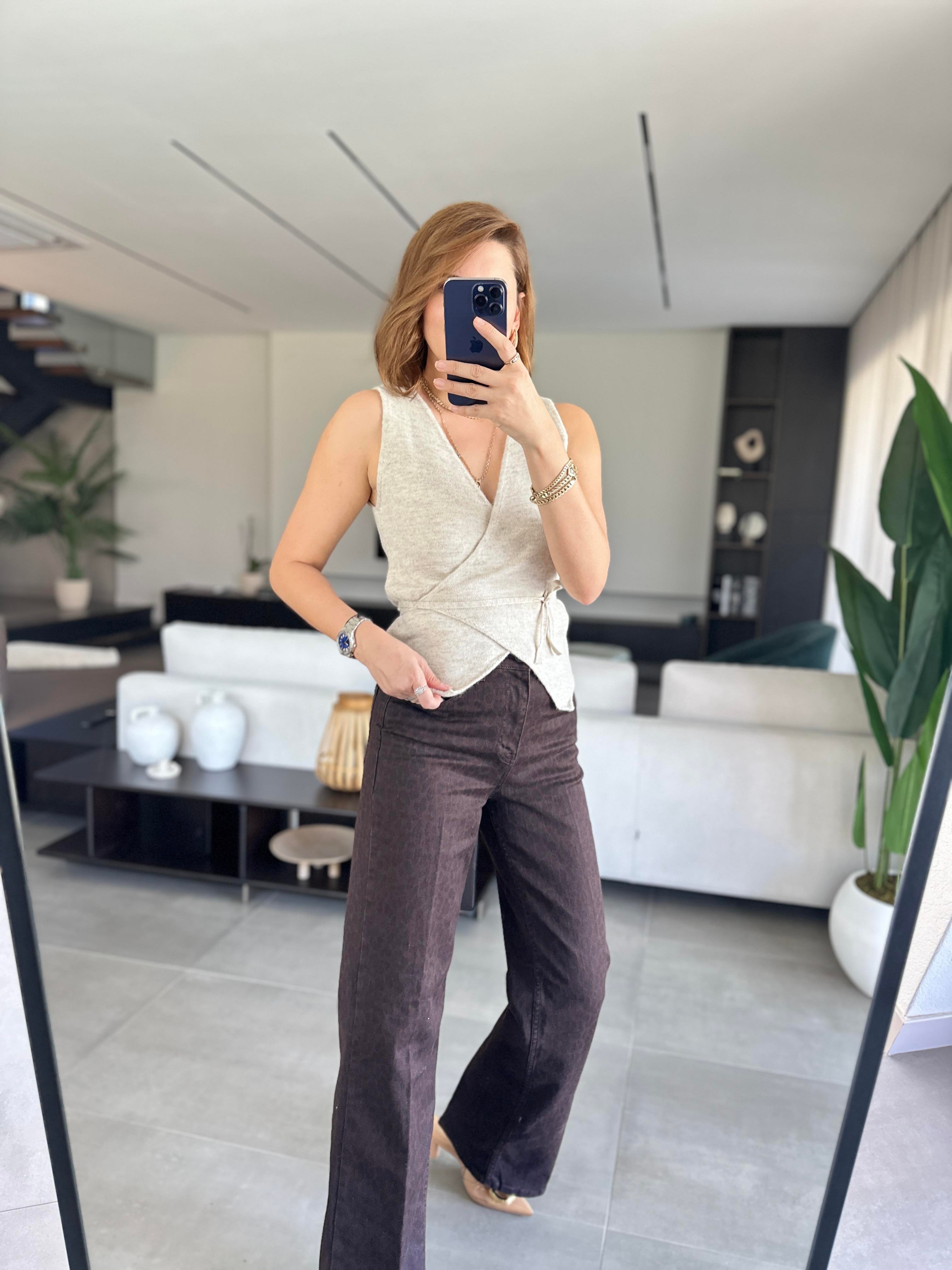 Brown Leopar Jean