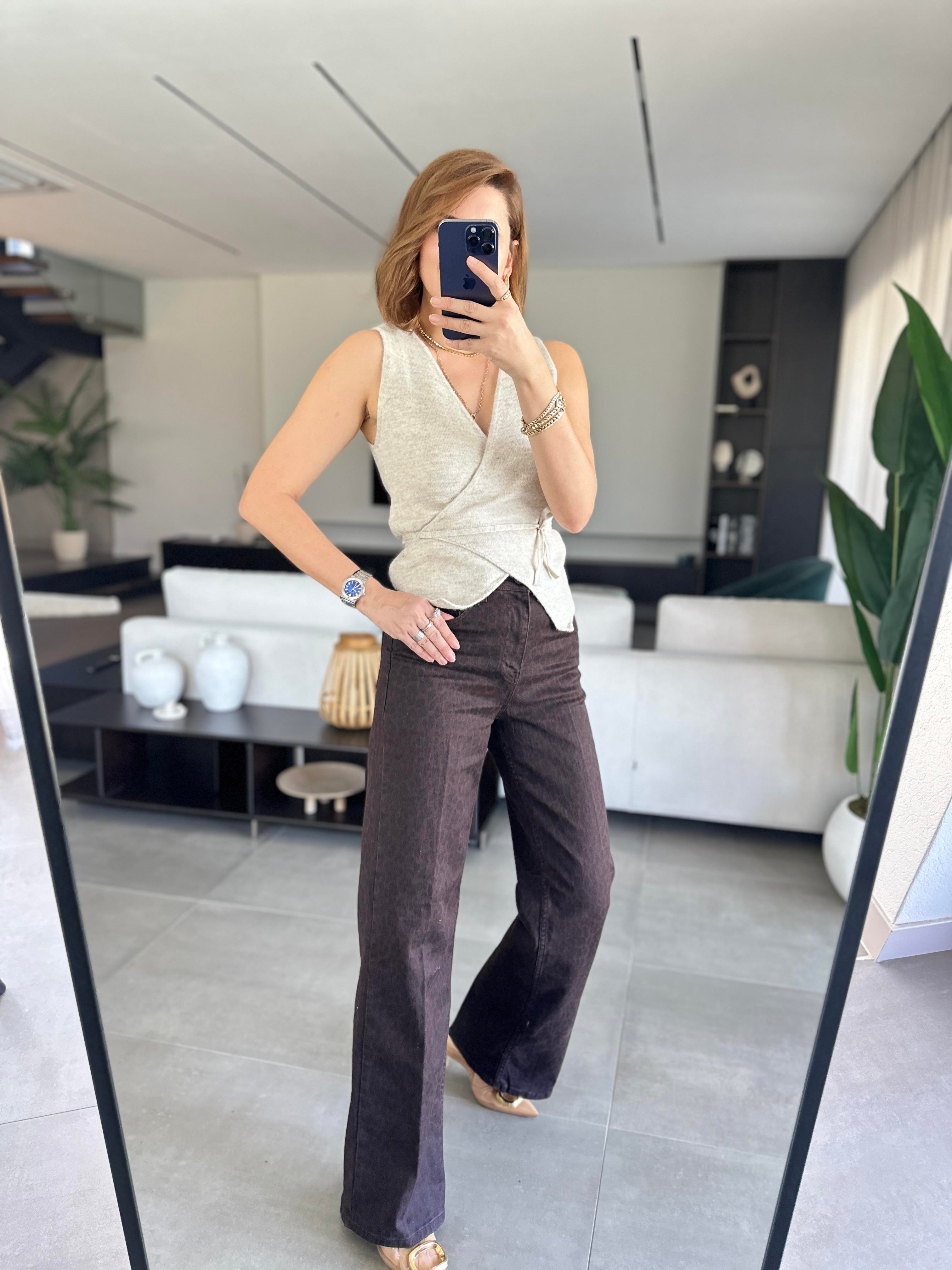 Brown Leopar Jean