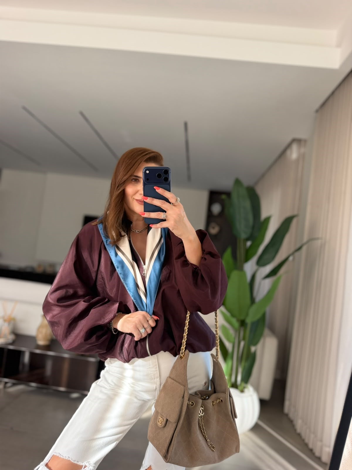 Büzgülü Şal Detay Bomber Ceket