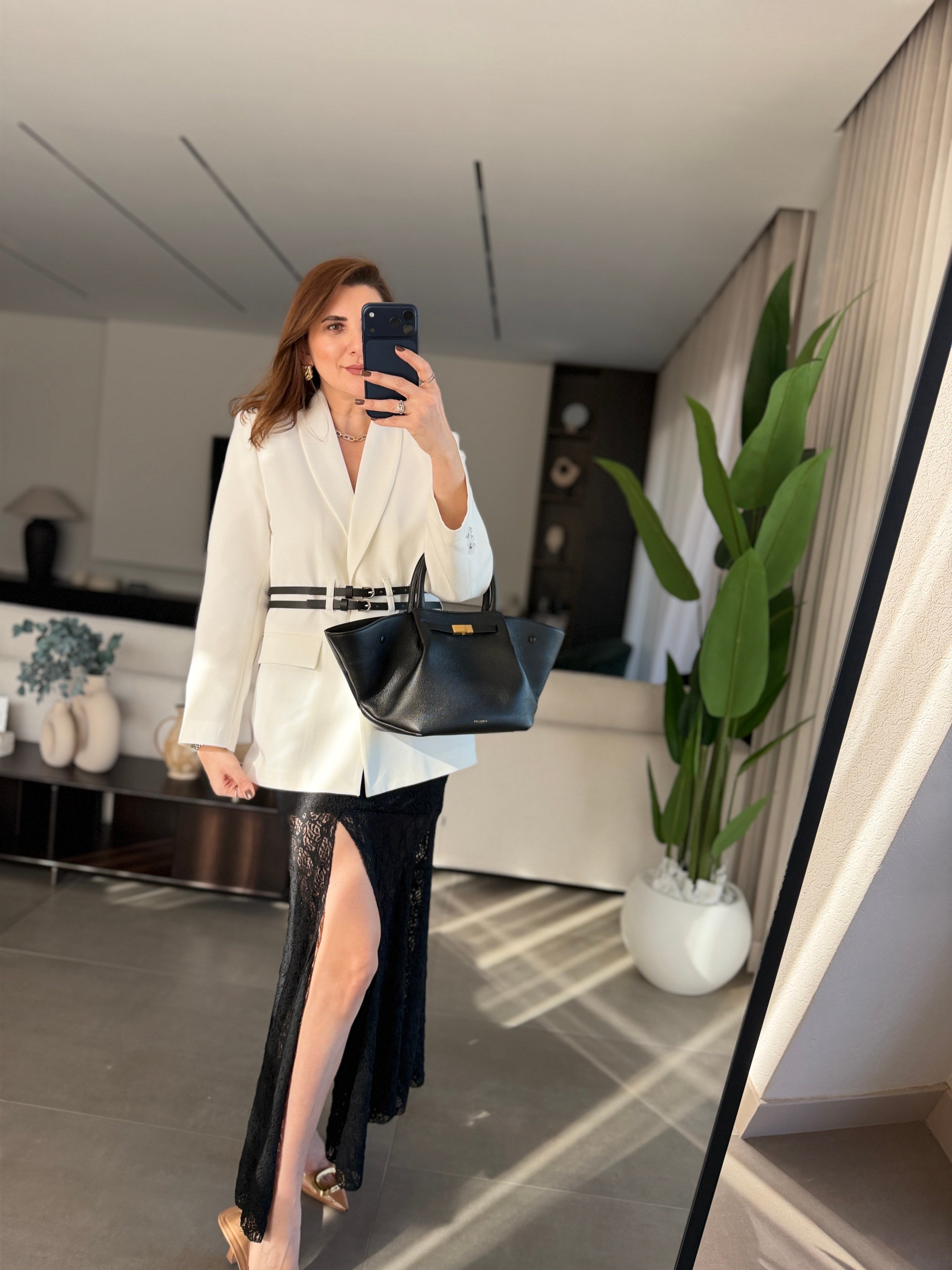 Çift Kemerli Blazer Ceket