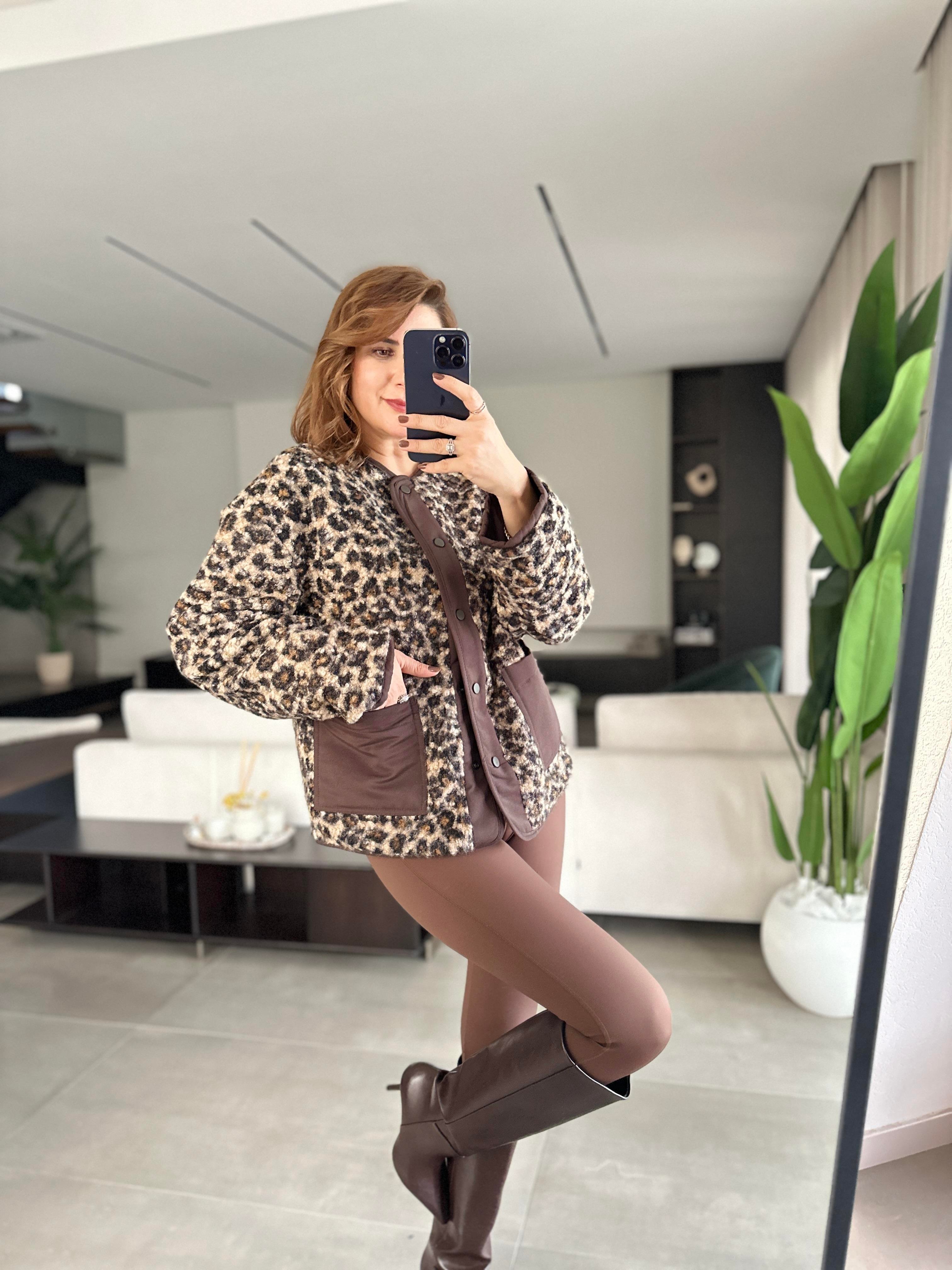 Çift Taraflı Leopar Ceket