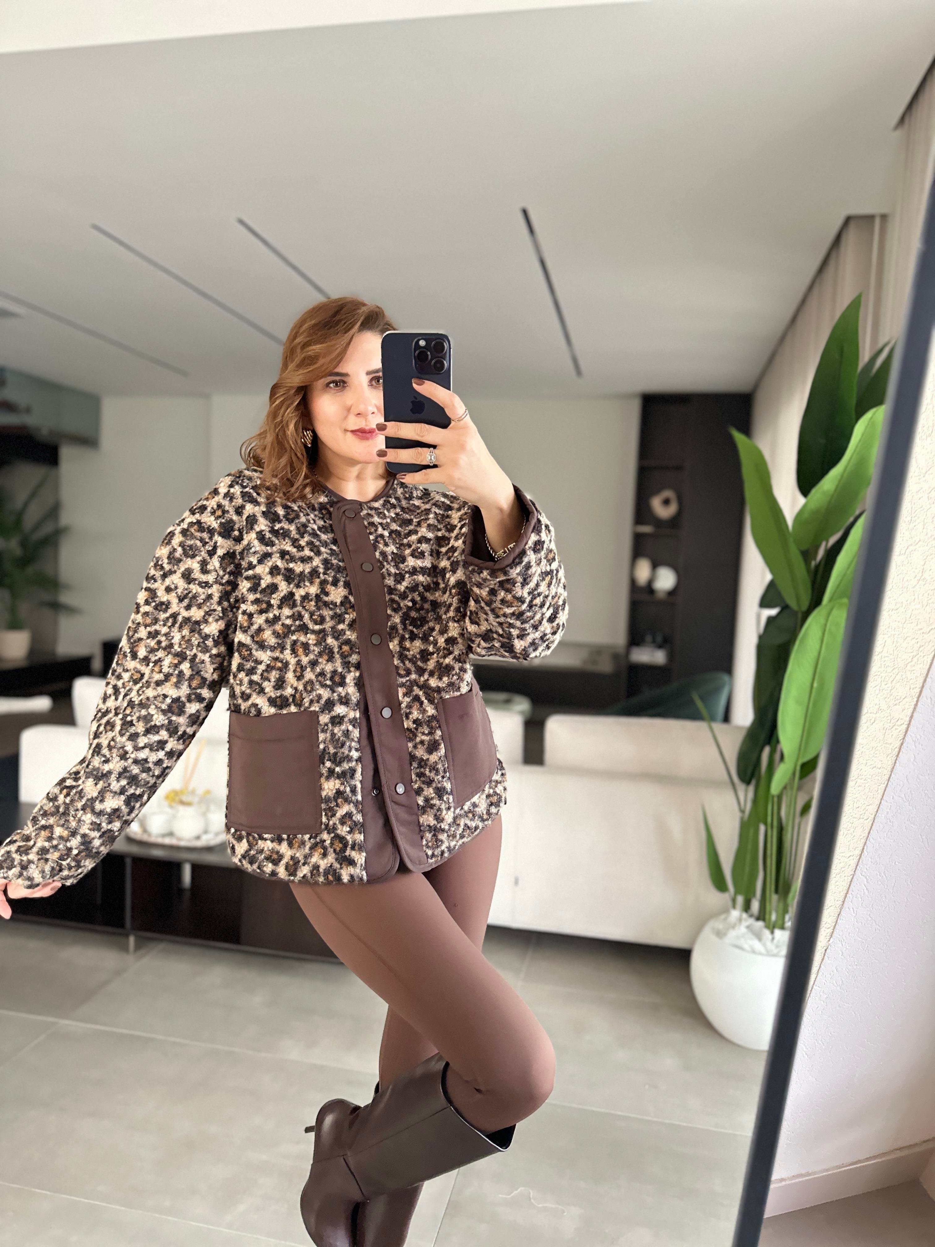 Çift Taraflı Leopar Ceket