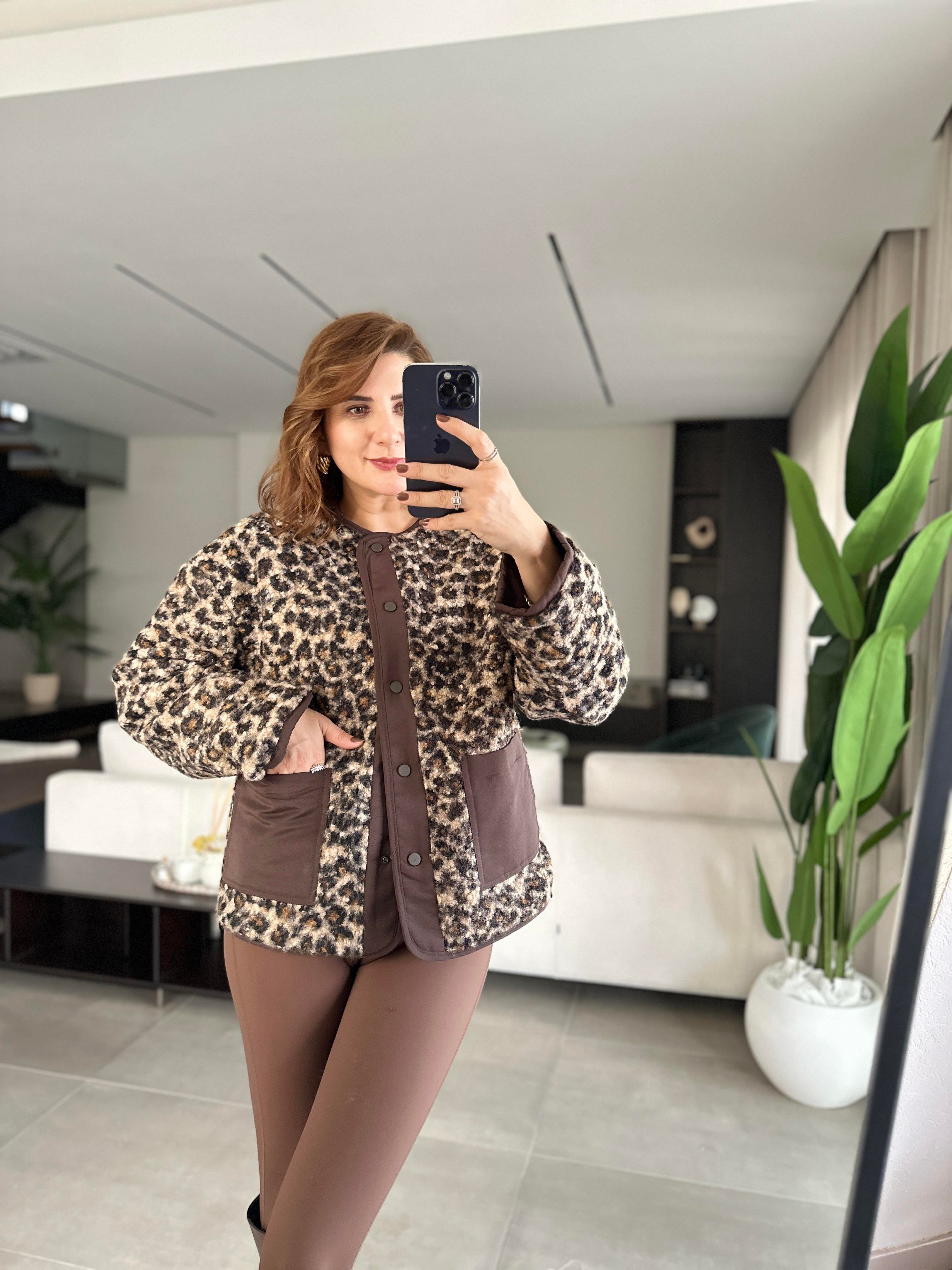 Çift Taraflı Leopar Ceket