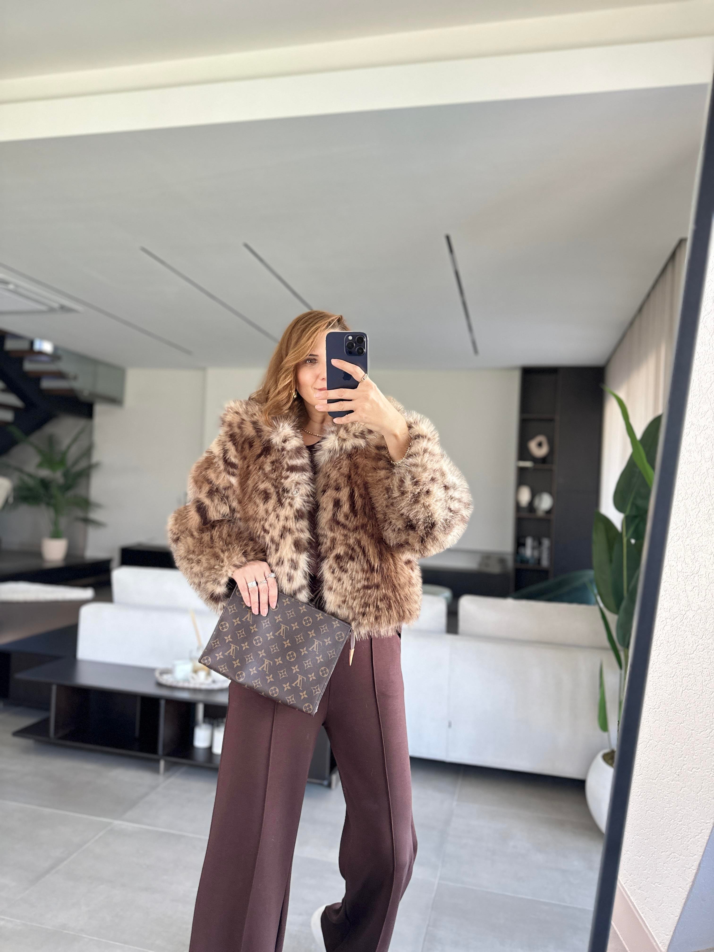 Çıtçıtlı Leopar Desenli Kürk