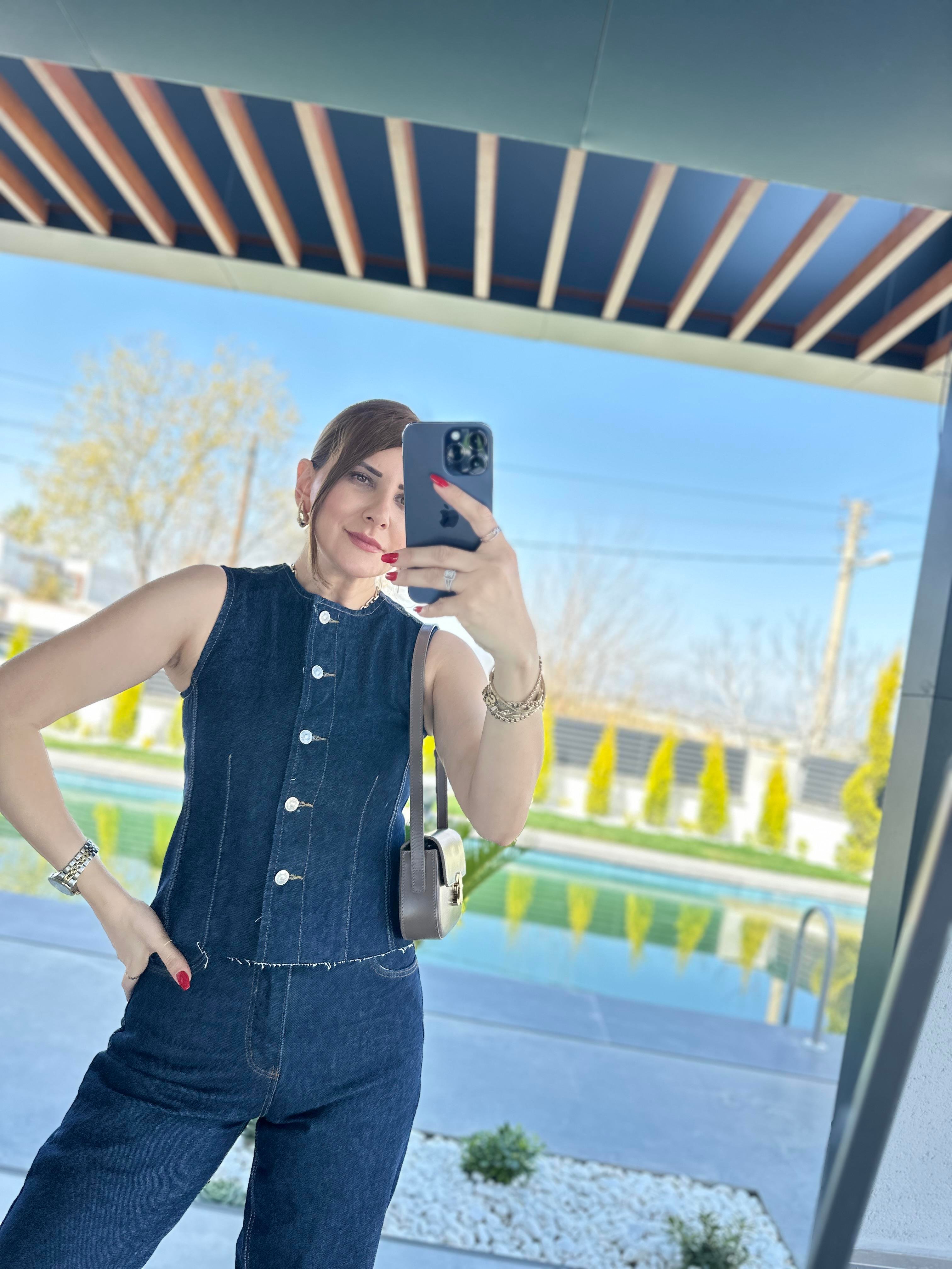 Denim Yelek Palazzo Pantolon İkili Takım