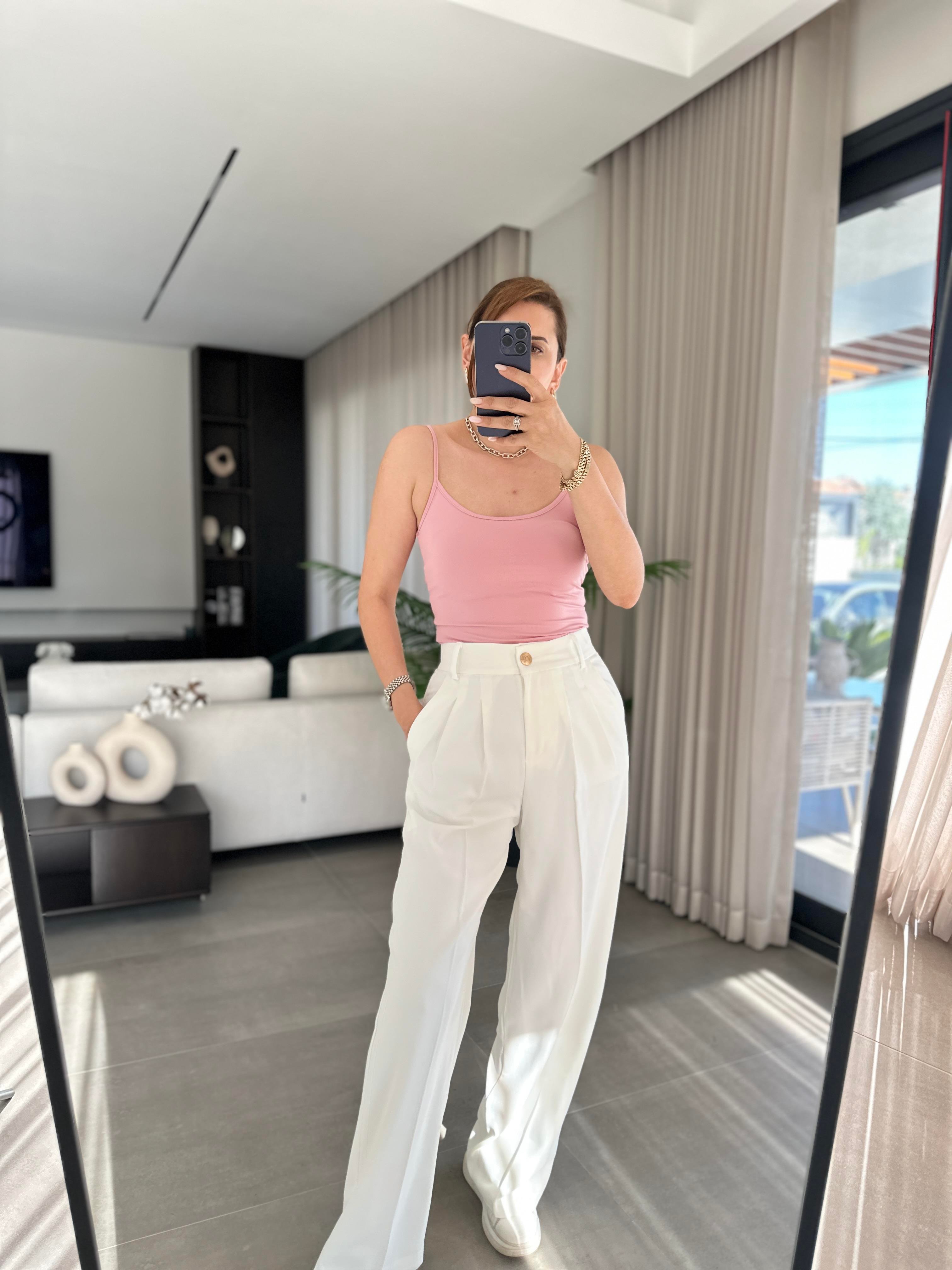 Düğme Detaylı Geniş Paçalı Pantolon