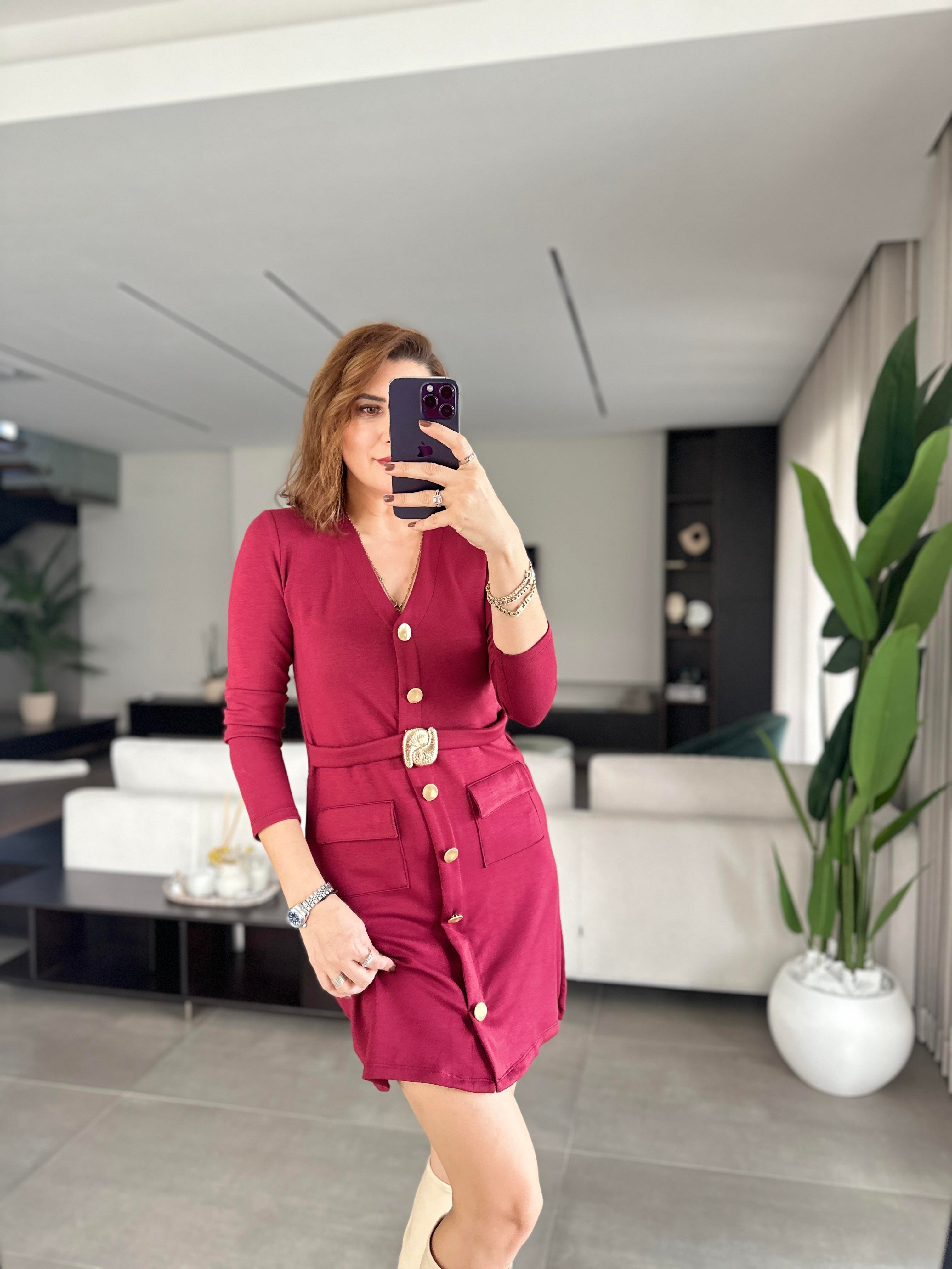 Düğme Ve Cep Detaylı Elbise
