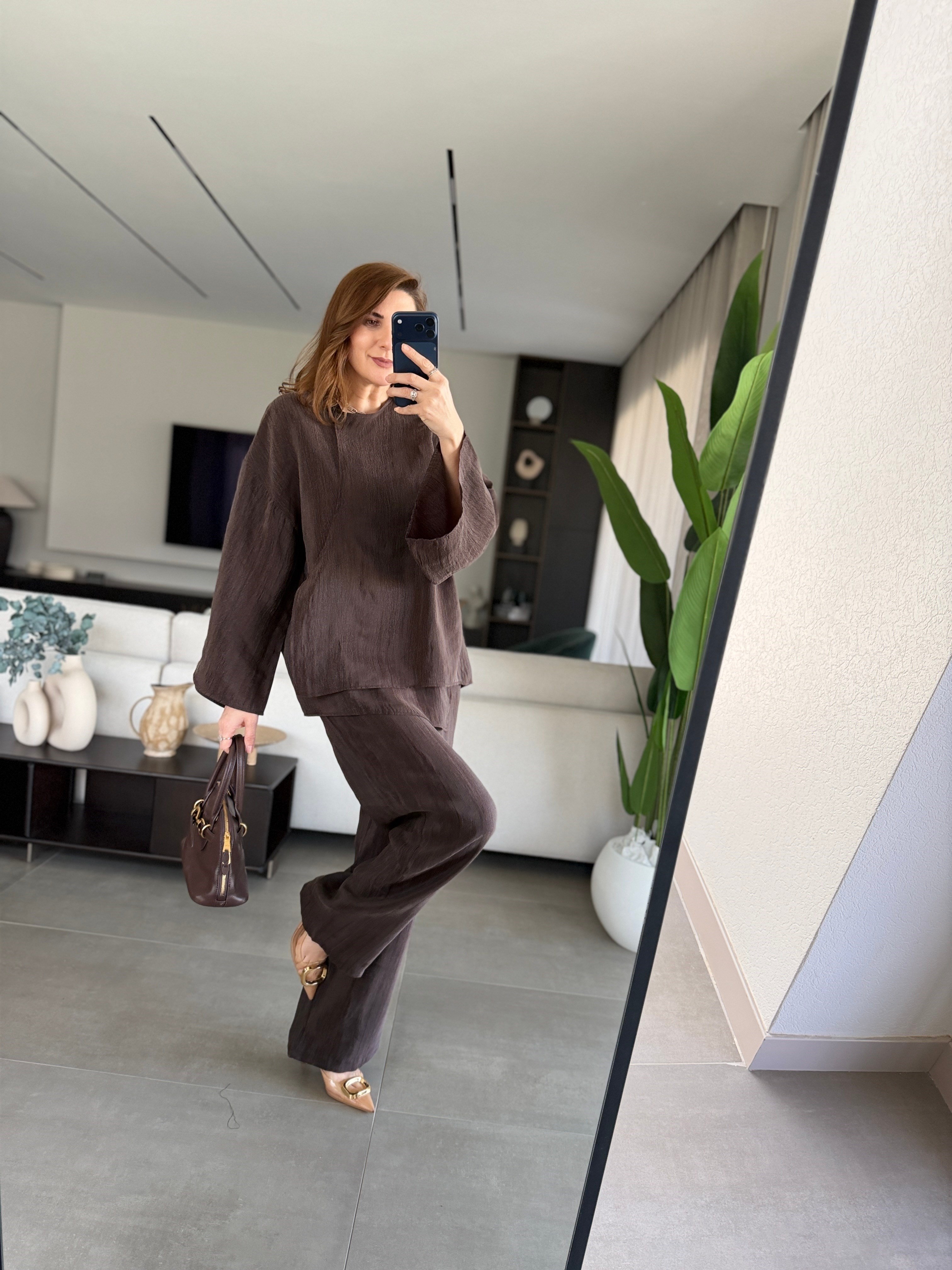 Düğmeli Ve Bağlamalı Bluz Takım