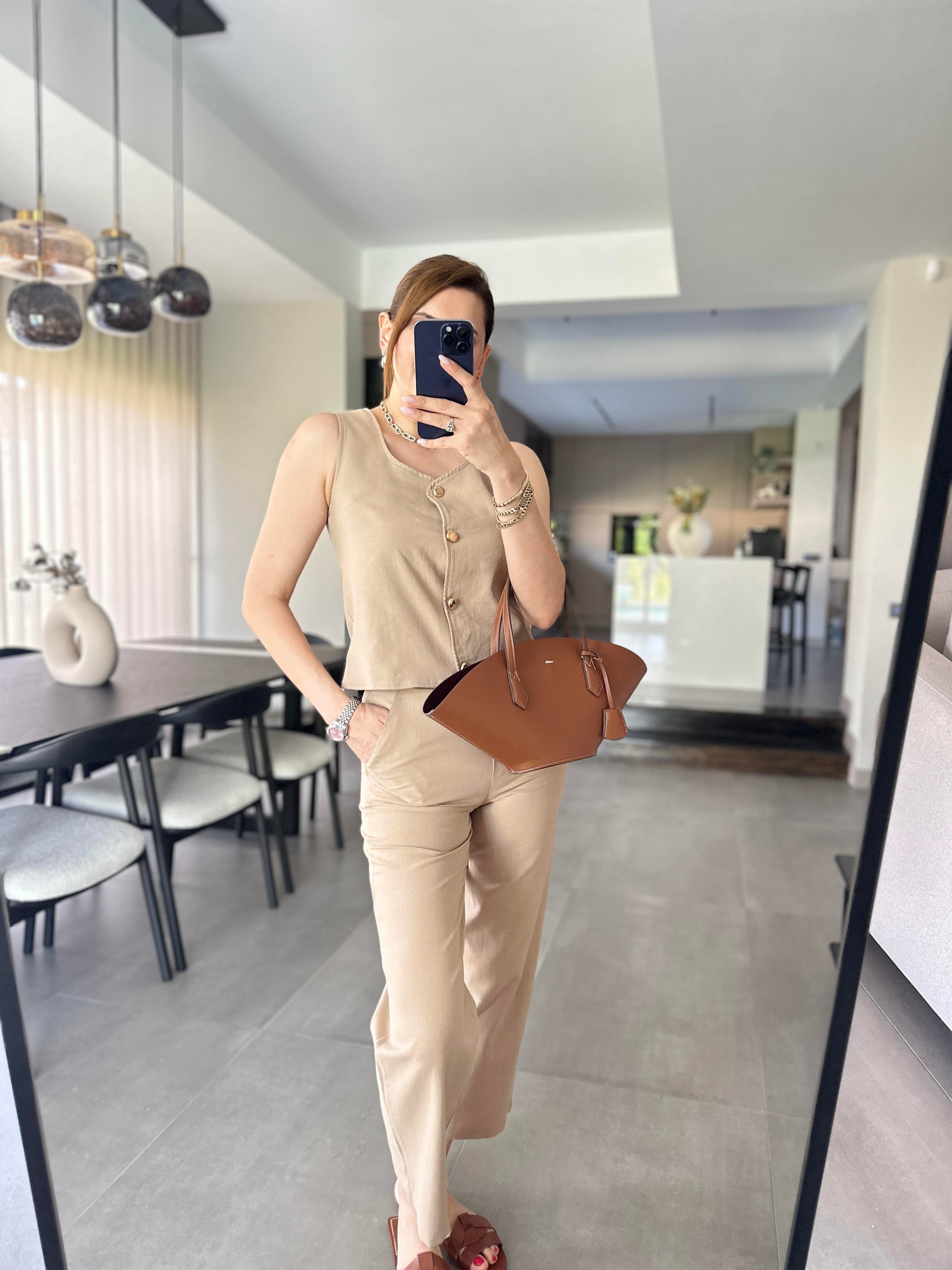 Düğmeli Yelek Pantolon Takım