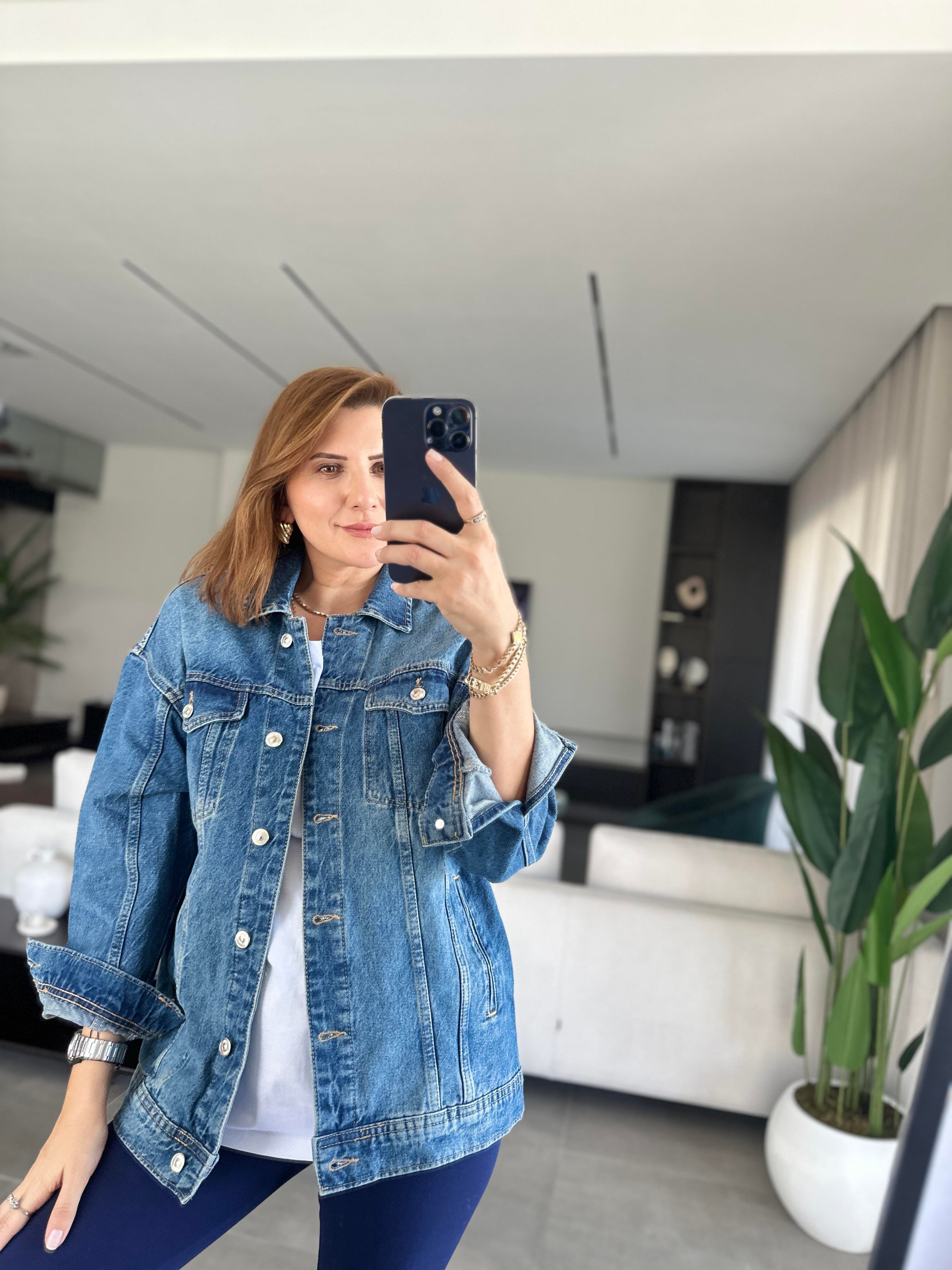 Düşük Omuz Kot Ceket