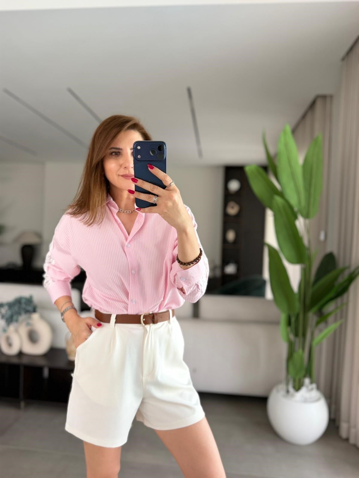 Ekru Flotalı Şort