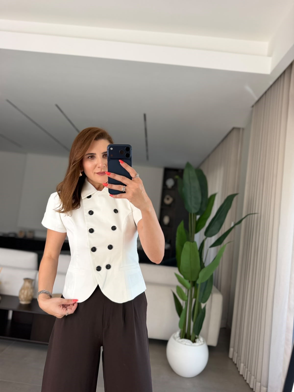 Ekru Kruvaze Kısa Kol Ceket