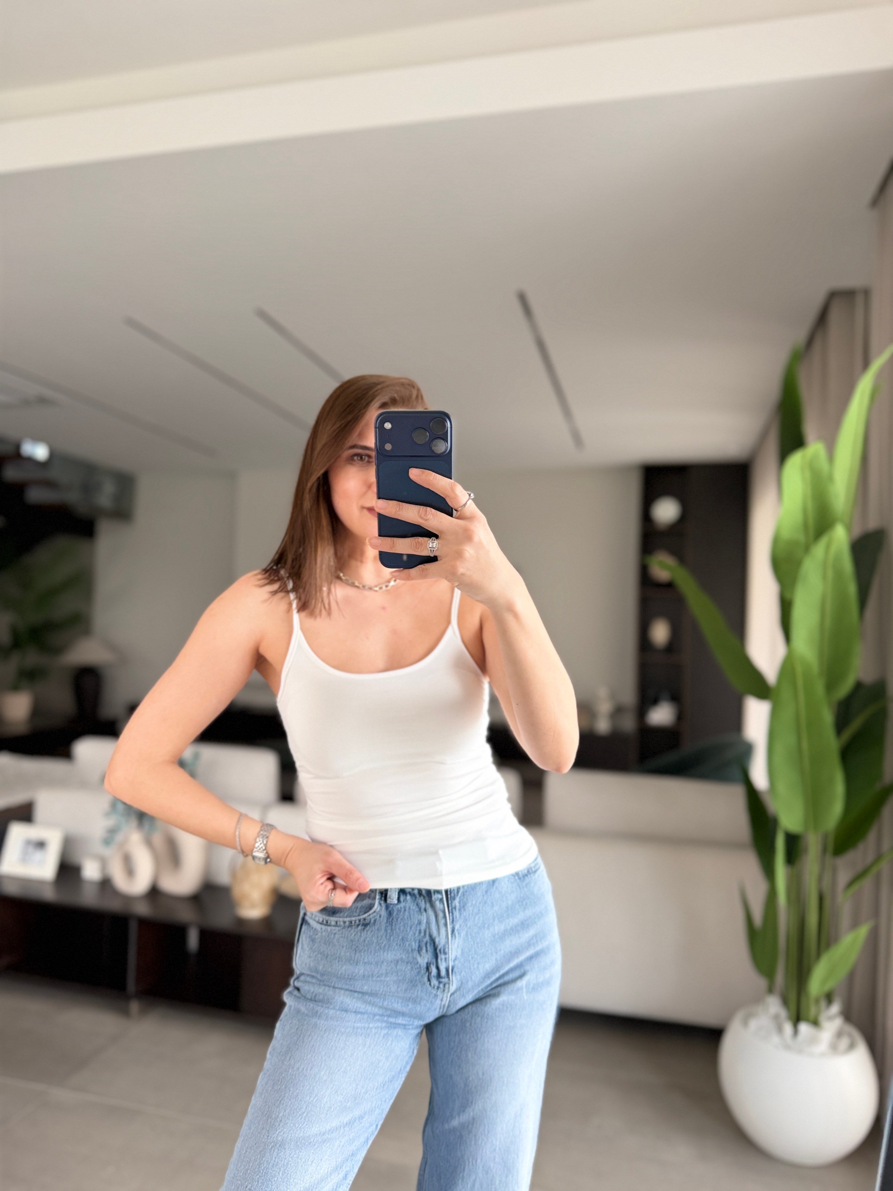 Ekru Polyemid İp Askılı Atlet