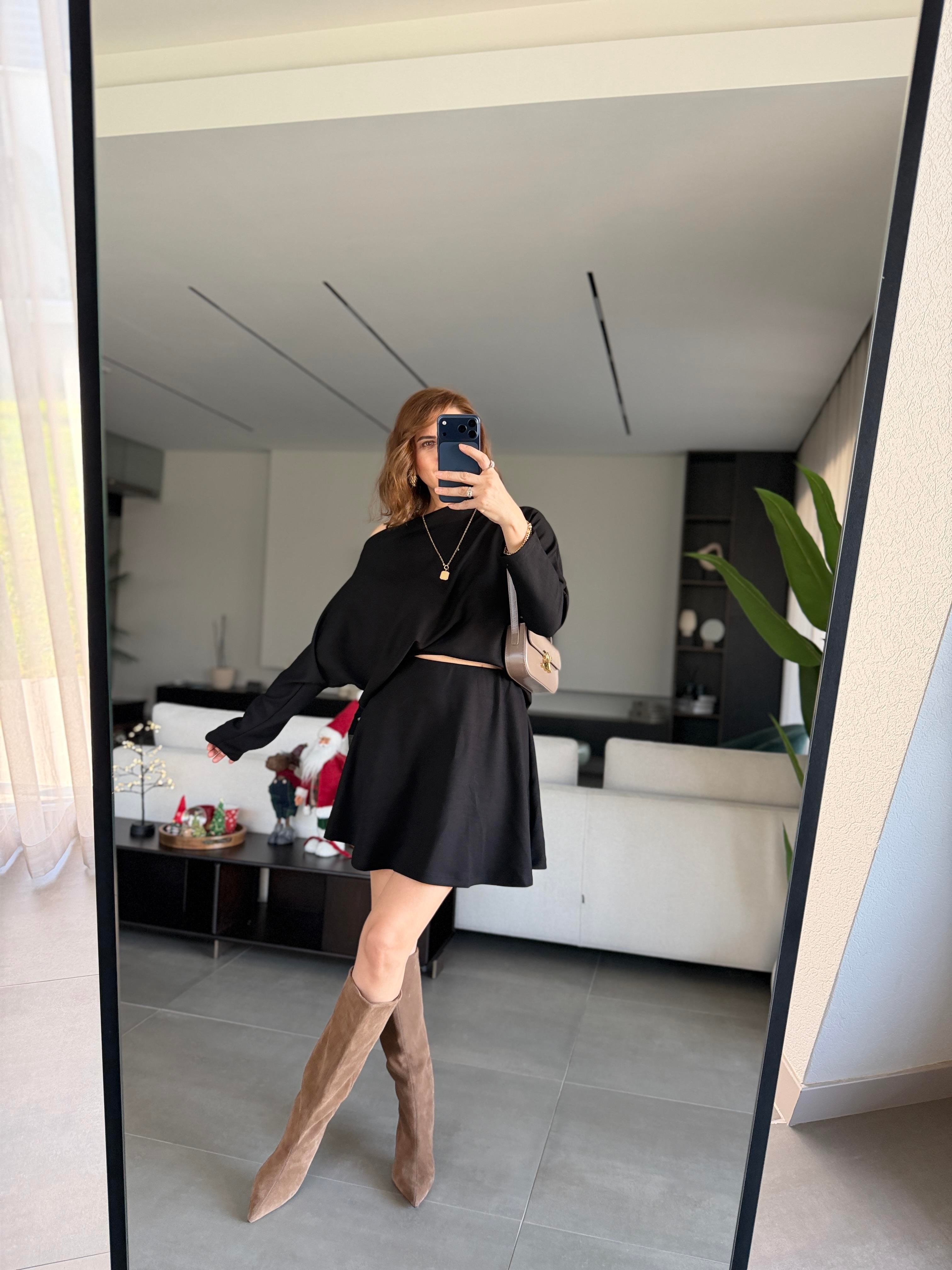 Etekli Modal Kayık Yaka Takım
