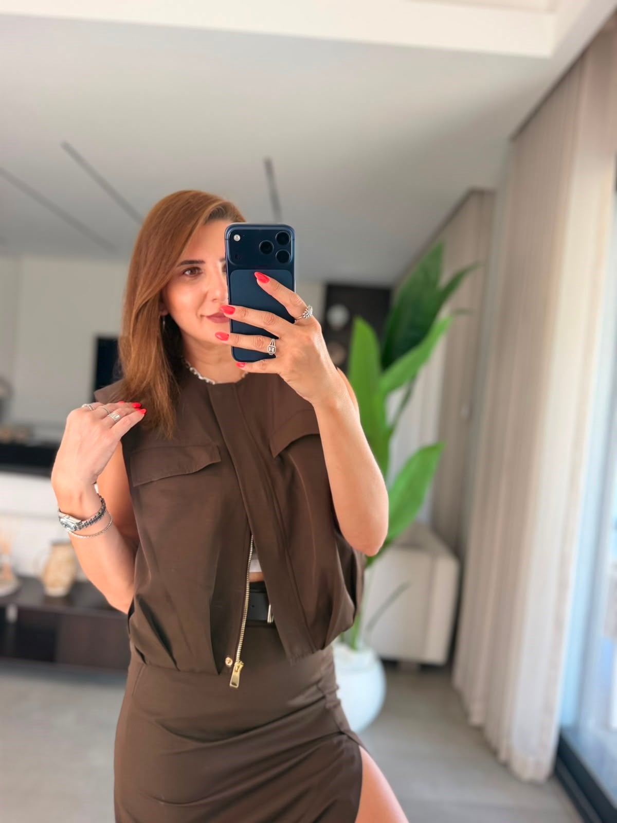 Fermuar Detaylı Yelek Takım