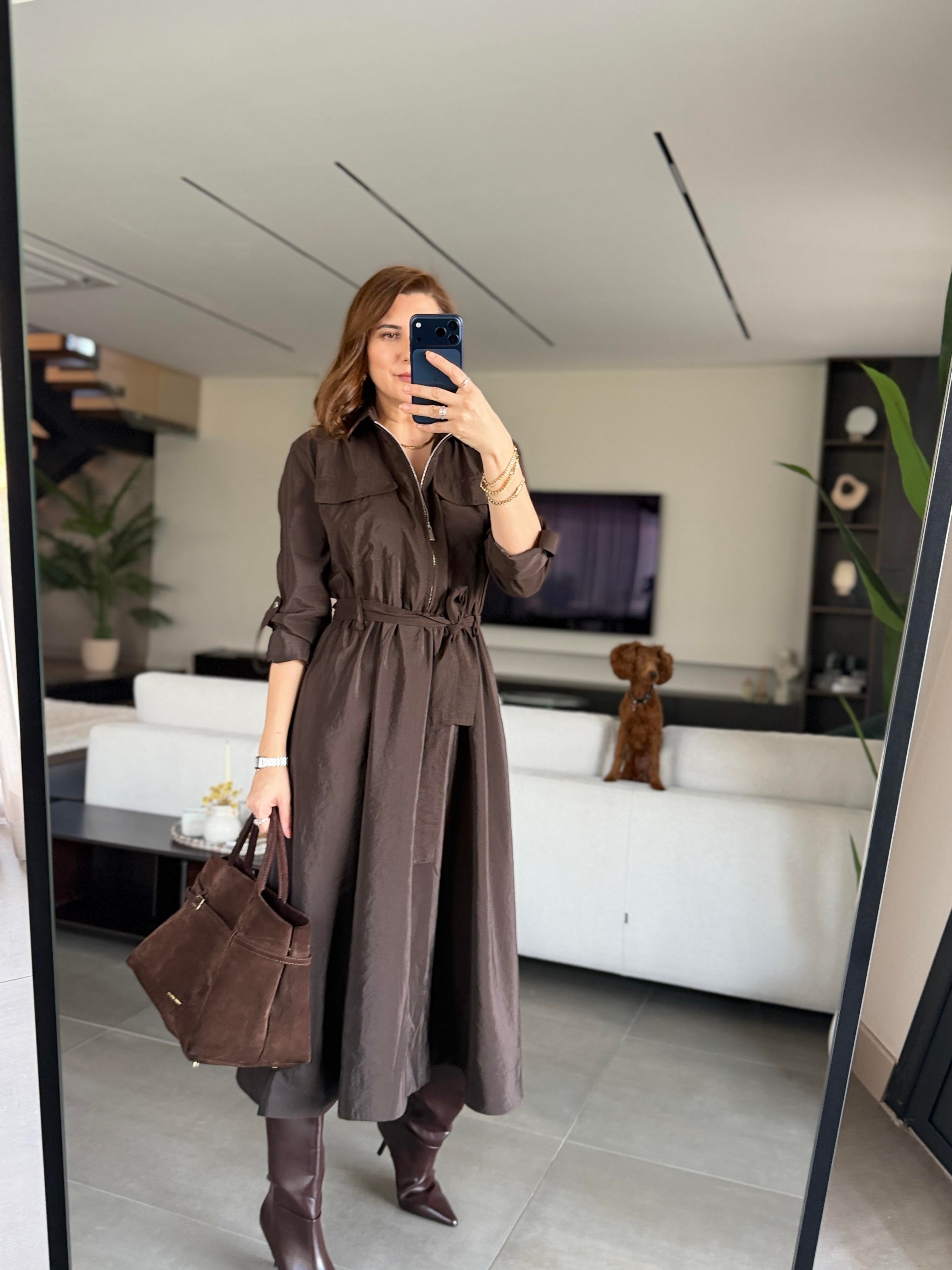 Fermuarlı Kemer Detaylı Elbise