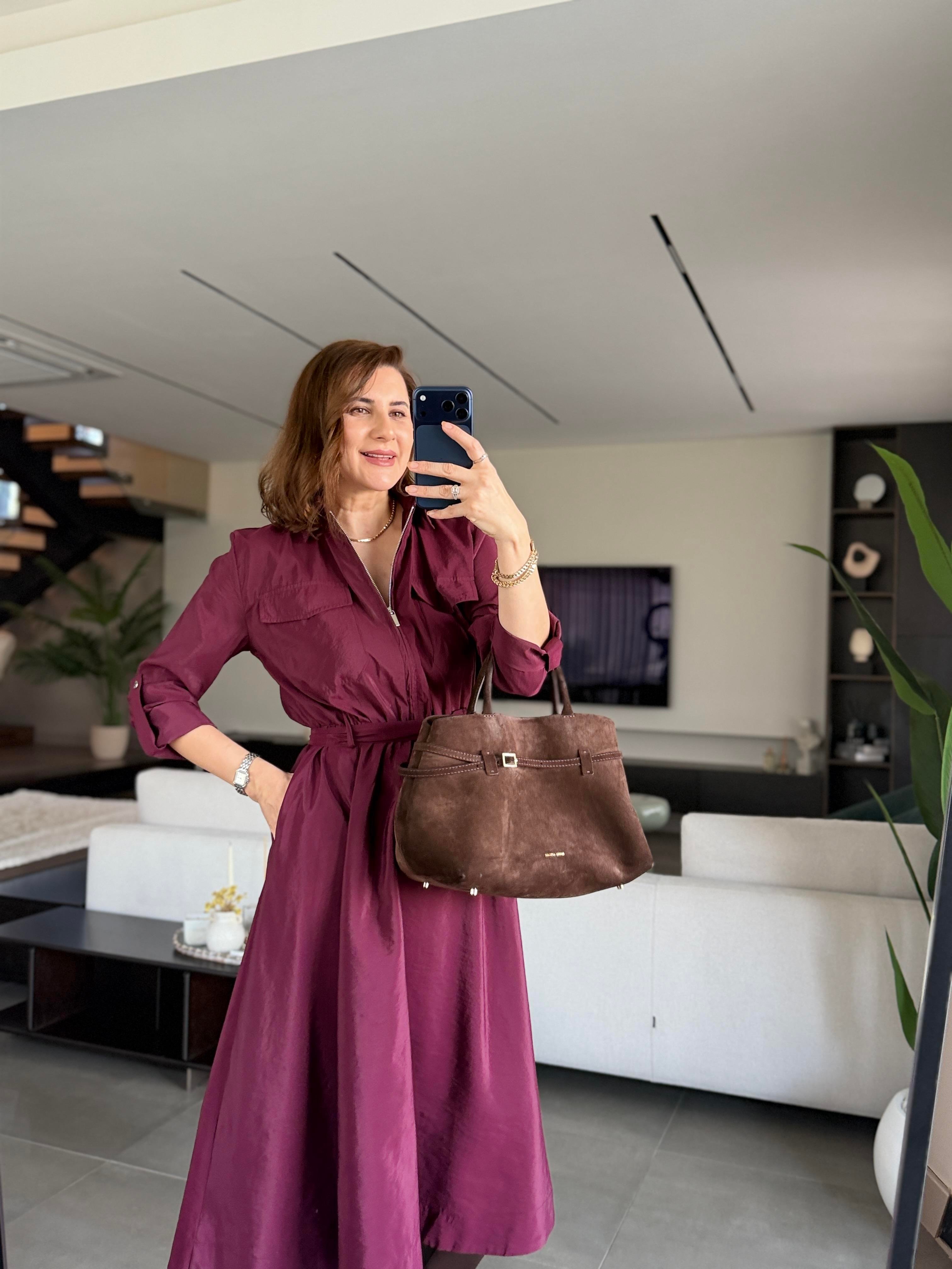 Fermuarlı Kemer Detaylı Elbise