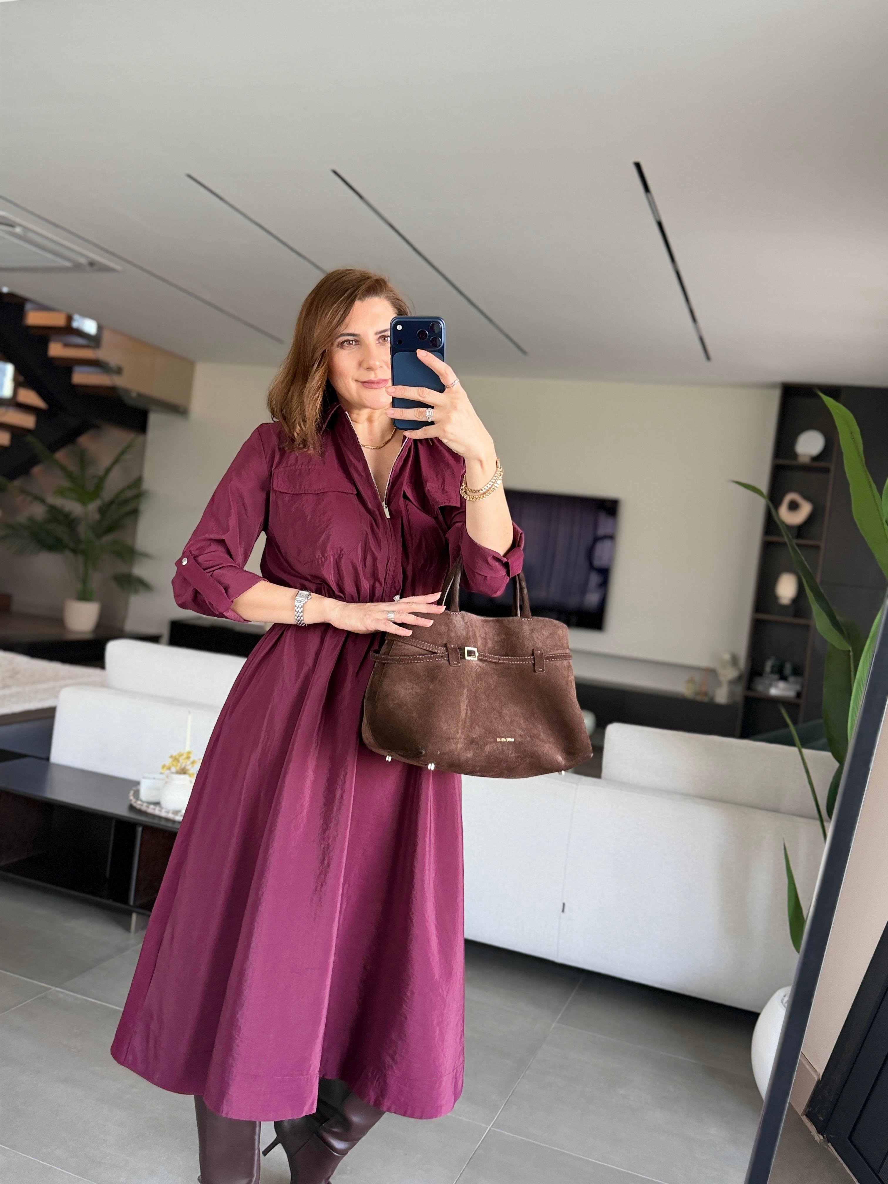 Fermuarlı Kemer Detaylı Elbise