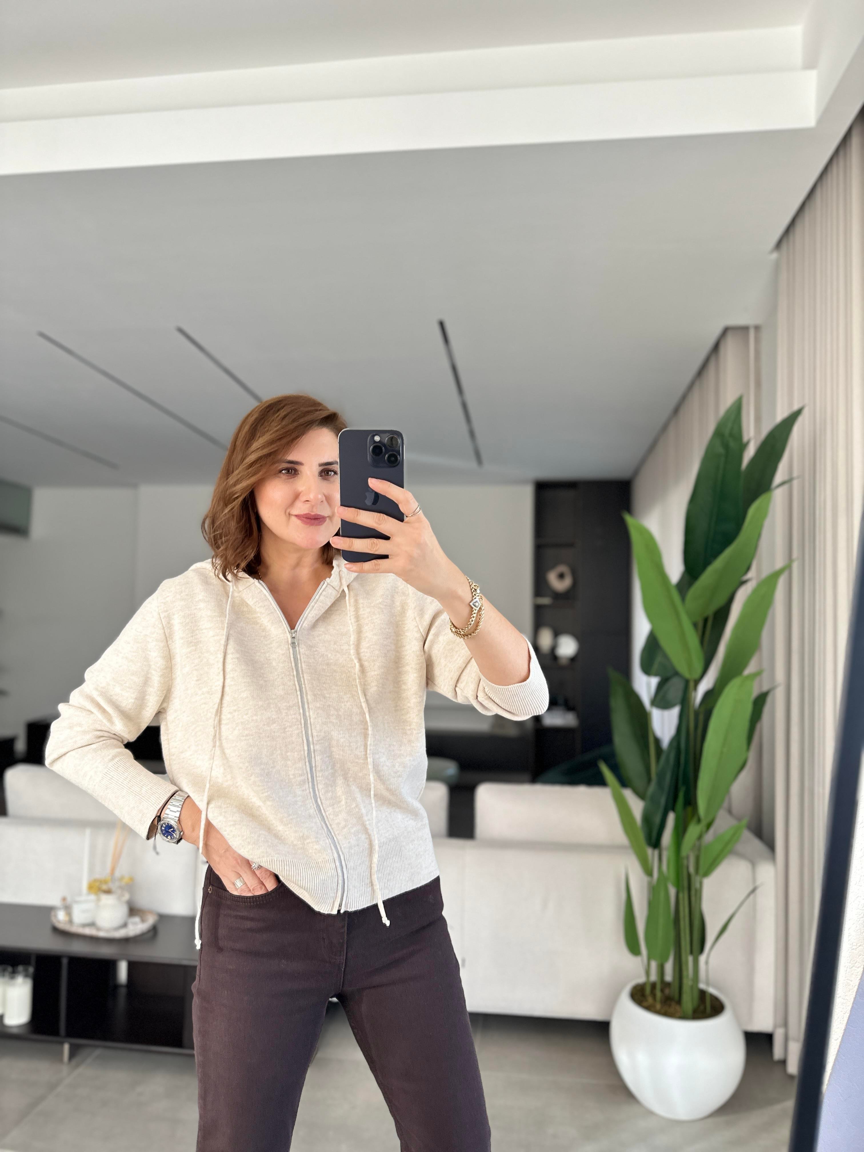 Fermuarlı Oversize Triko Hırka