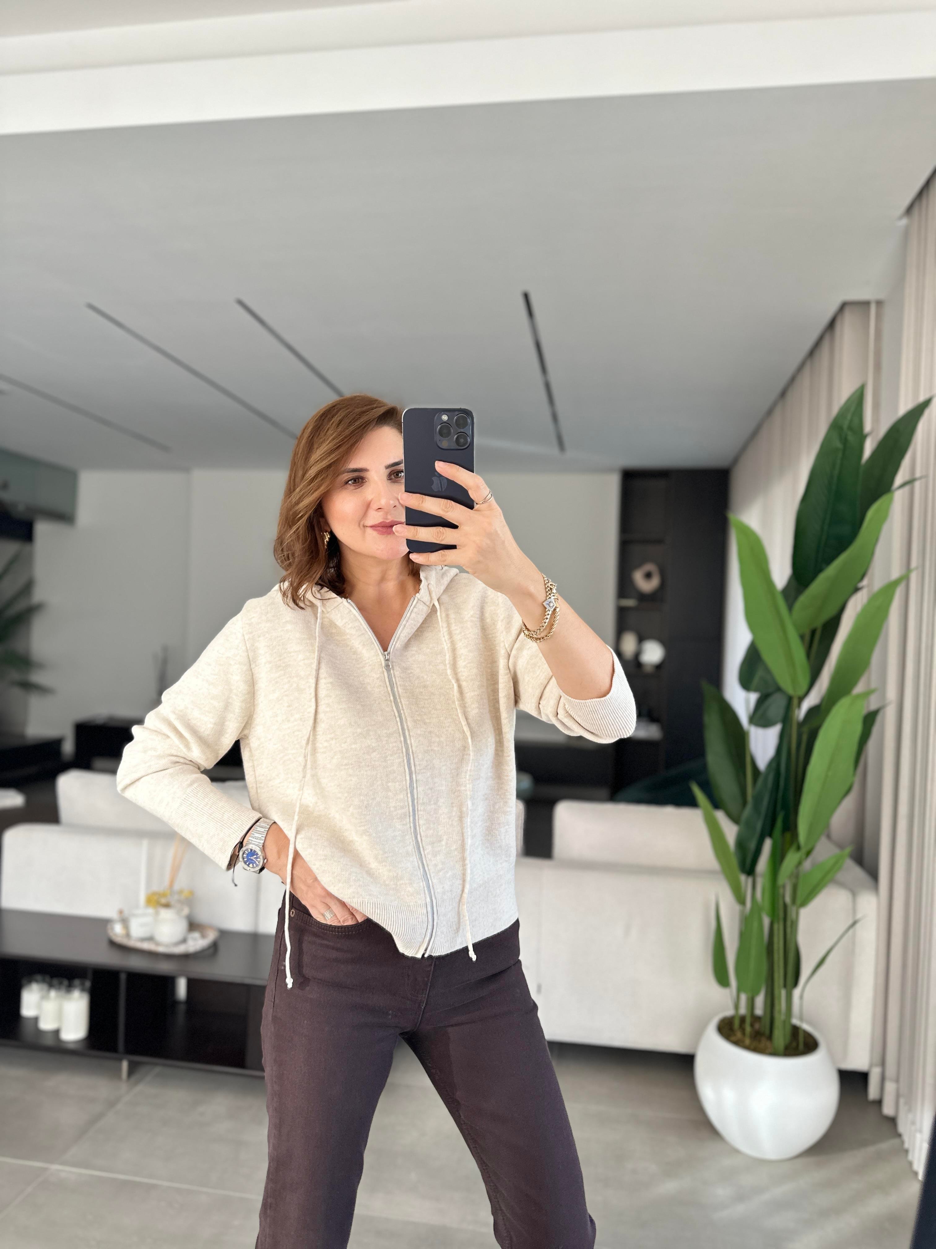 Fermuarlı Oversize Triko Hırka