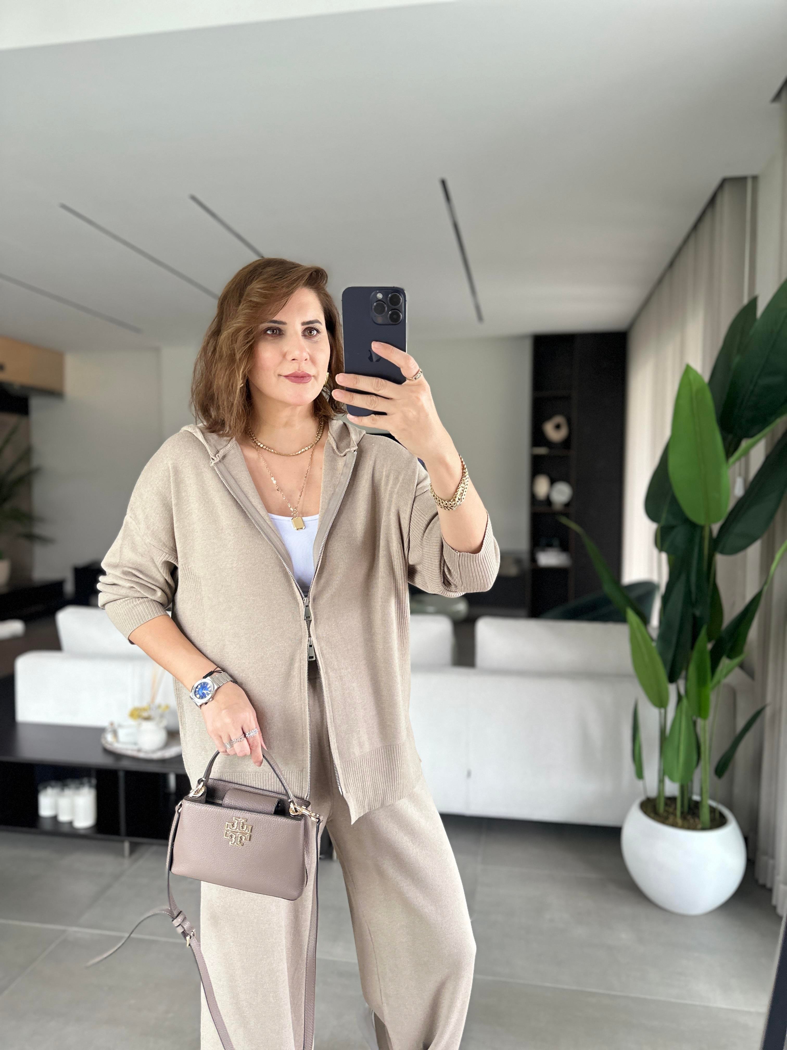Fitil Detaylı Kapşonlu Triko Takım