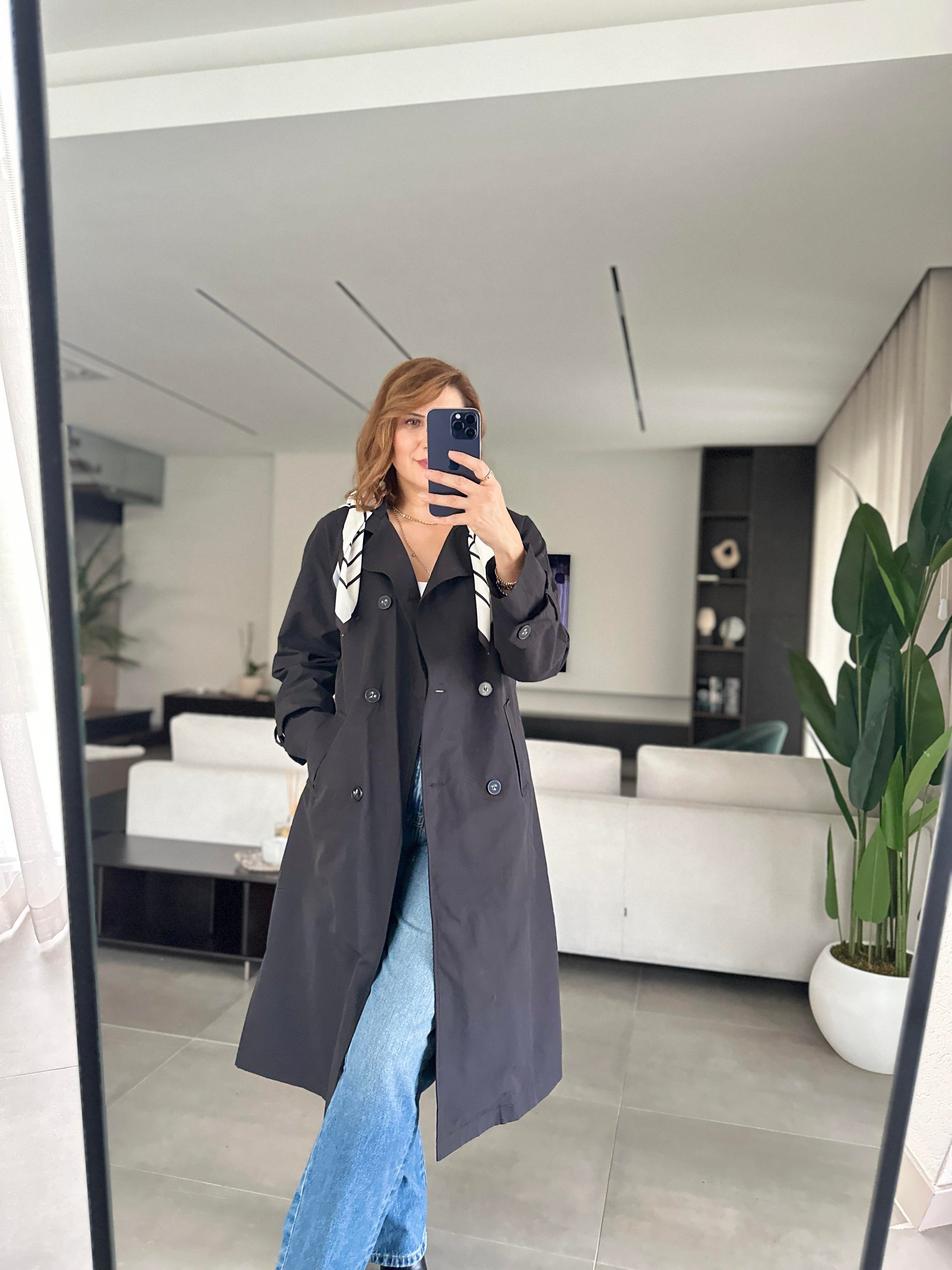 Fularlı Kemer Detaylı Trenckot