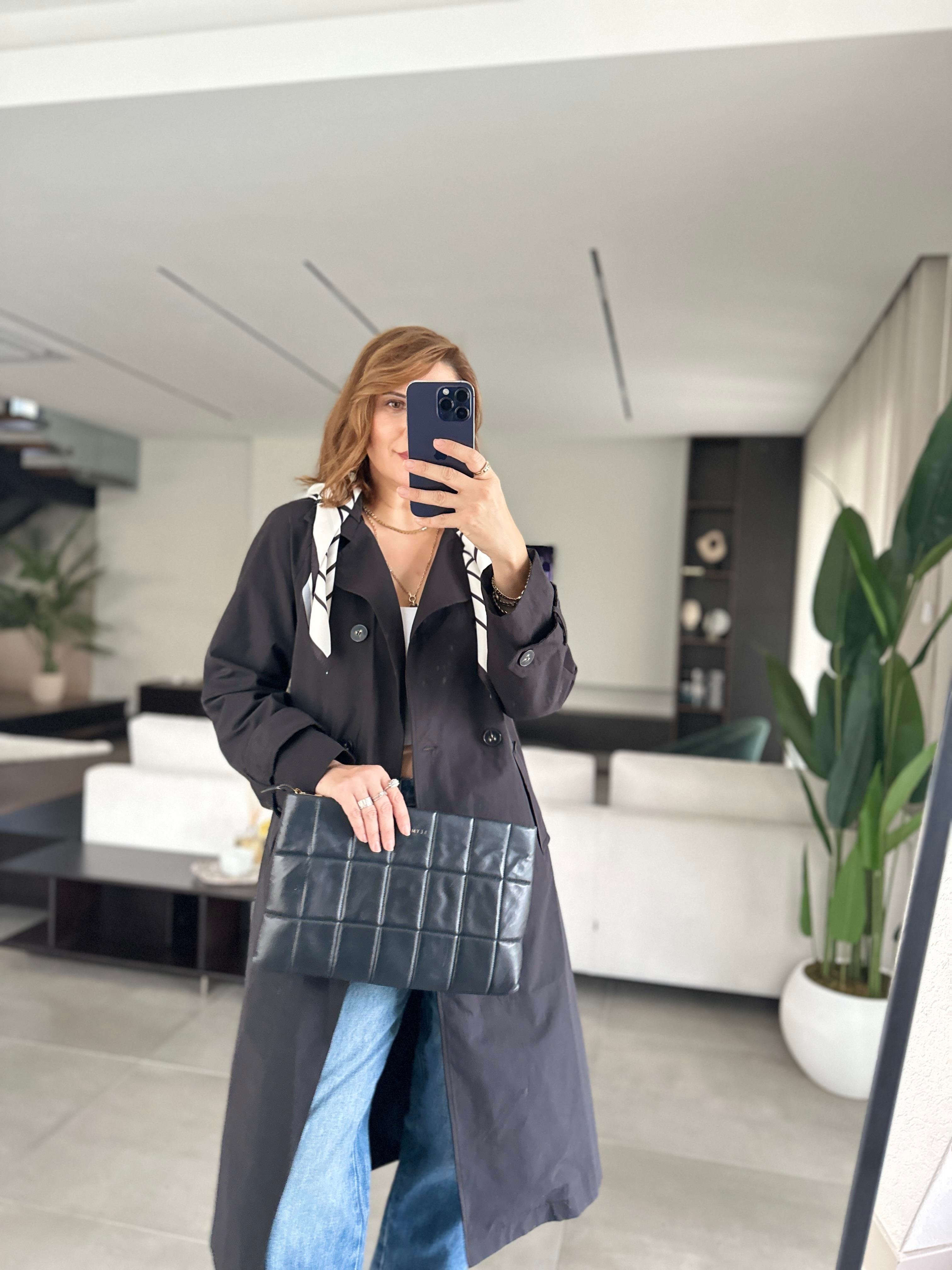 Fularlı Kemer Detaylı Trenckot