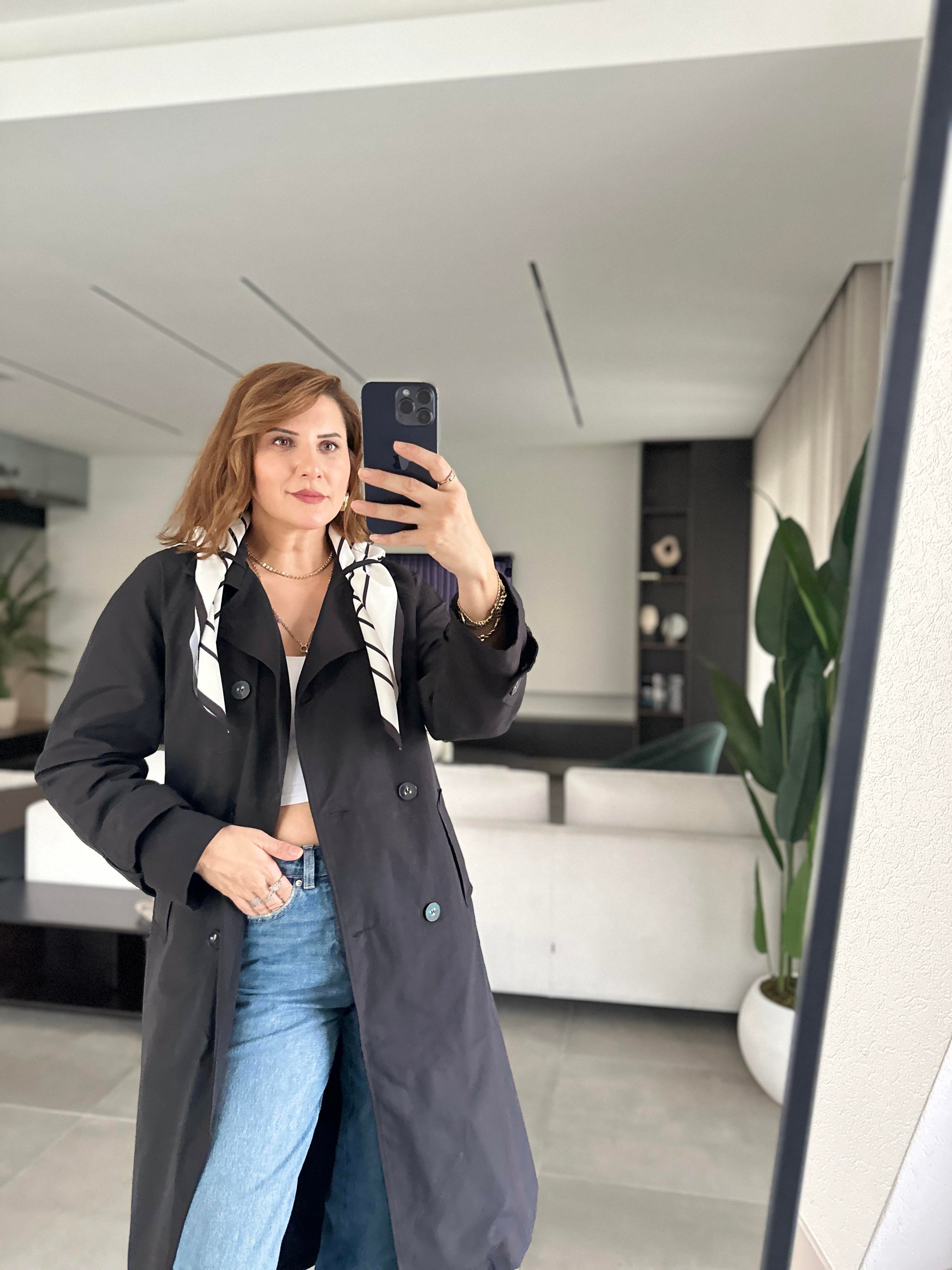Fularlı Kemer Detaylı Trenckot