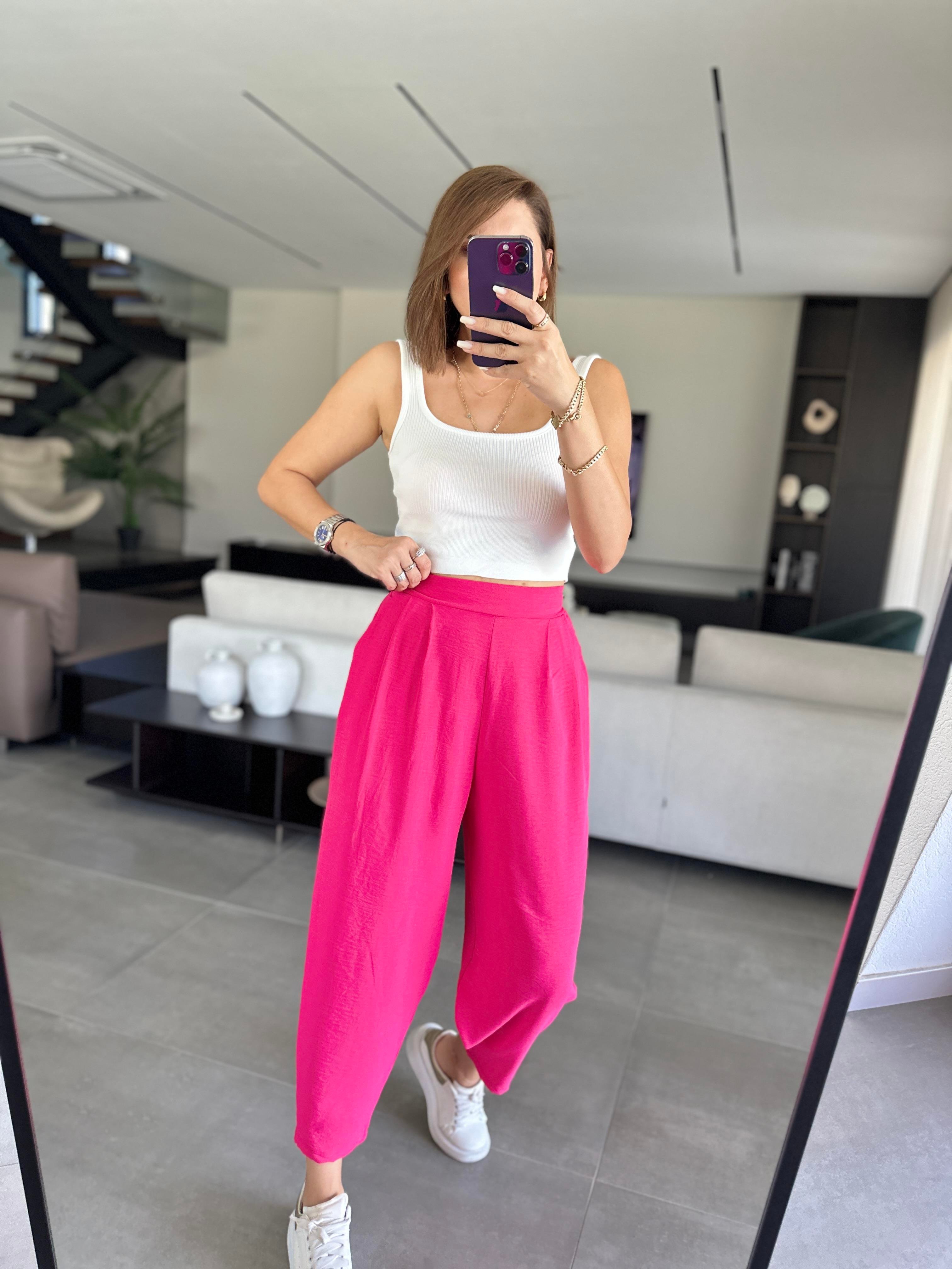 Fuşya Ayrobin Harem Pantolon