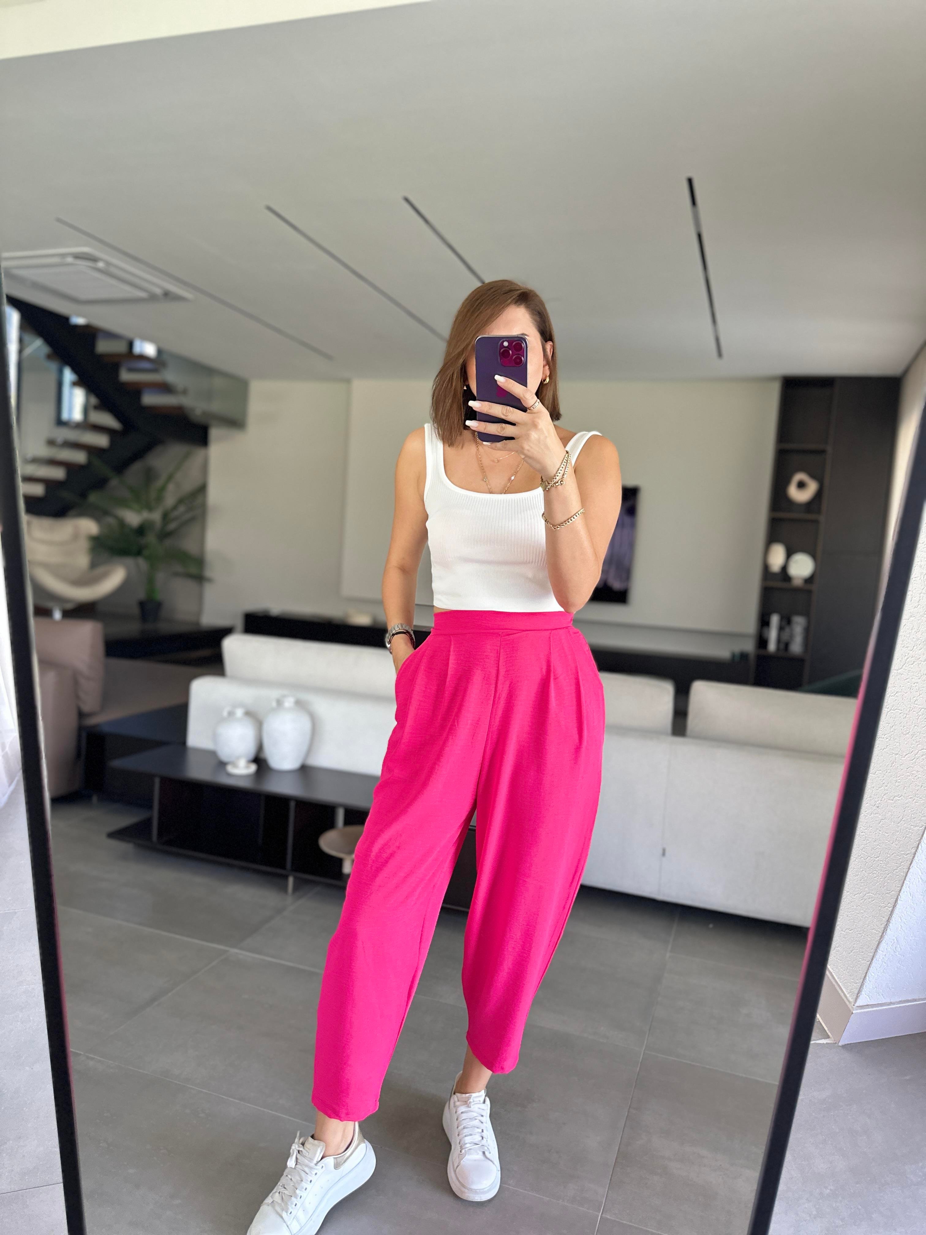 Fuşya Ayrobin Harem Pantolon