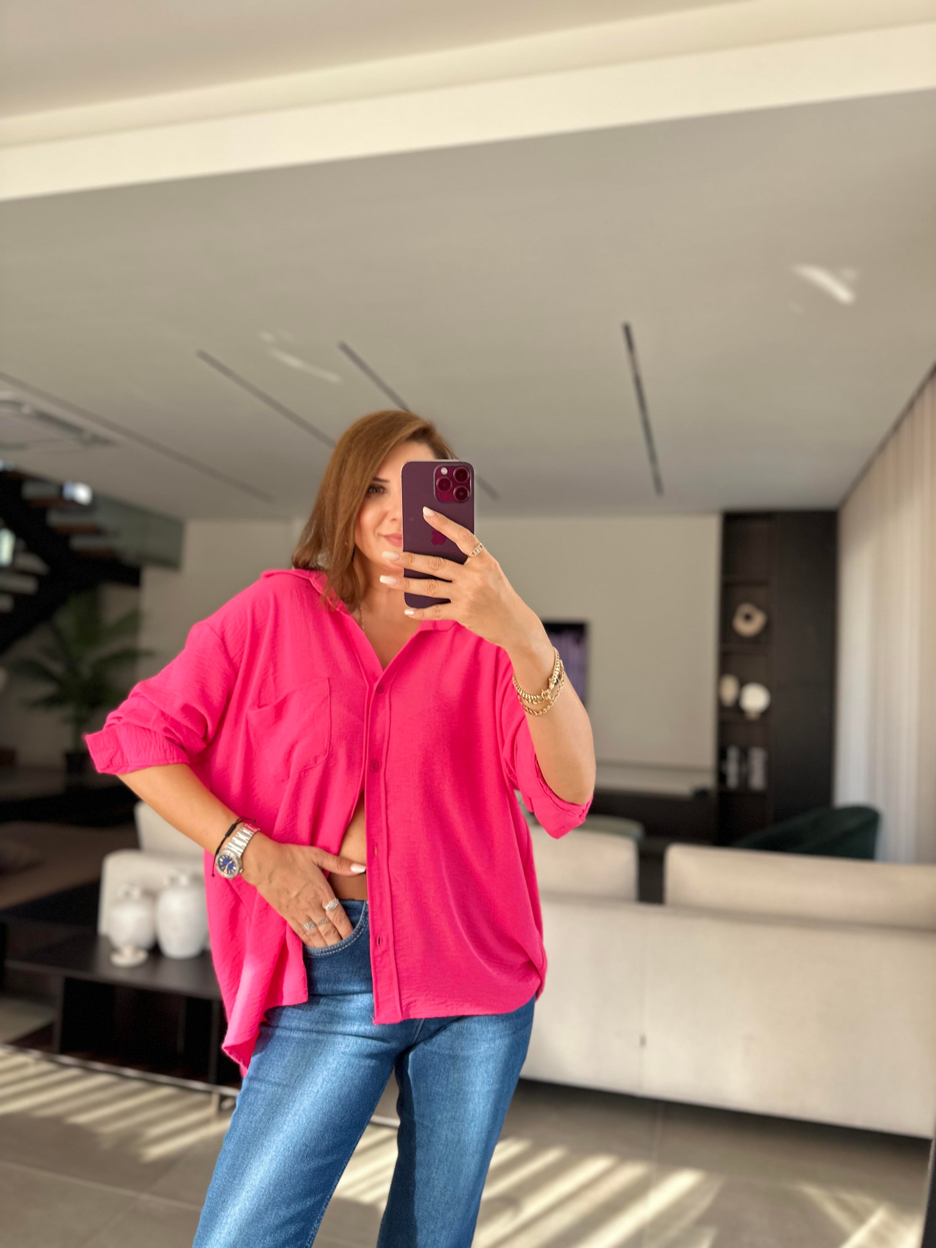 Fuşya Ayrobin Salaş Gömlek