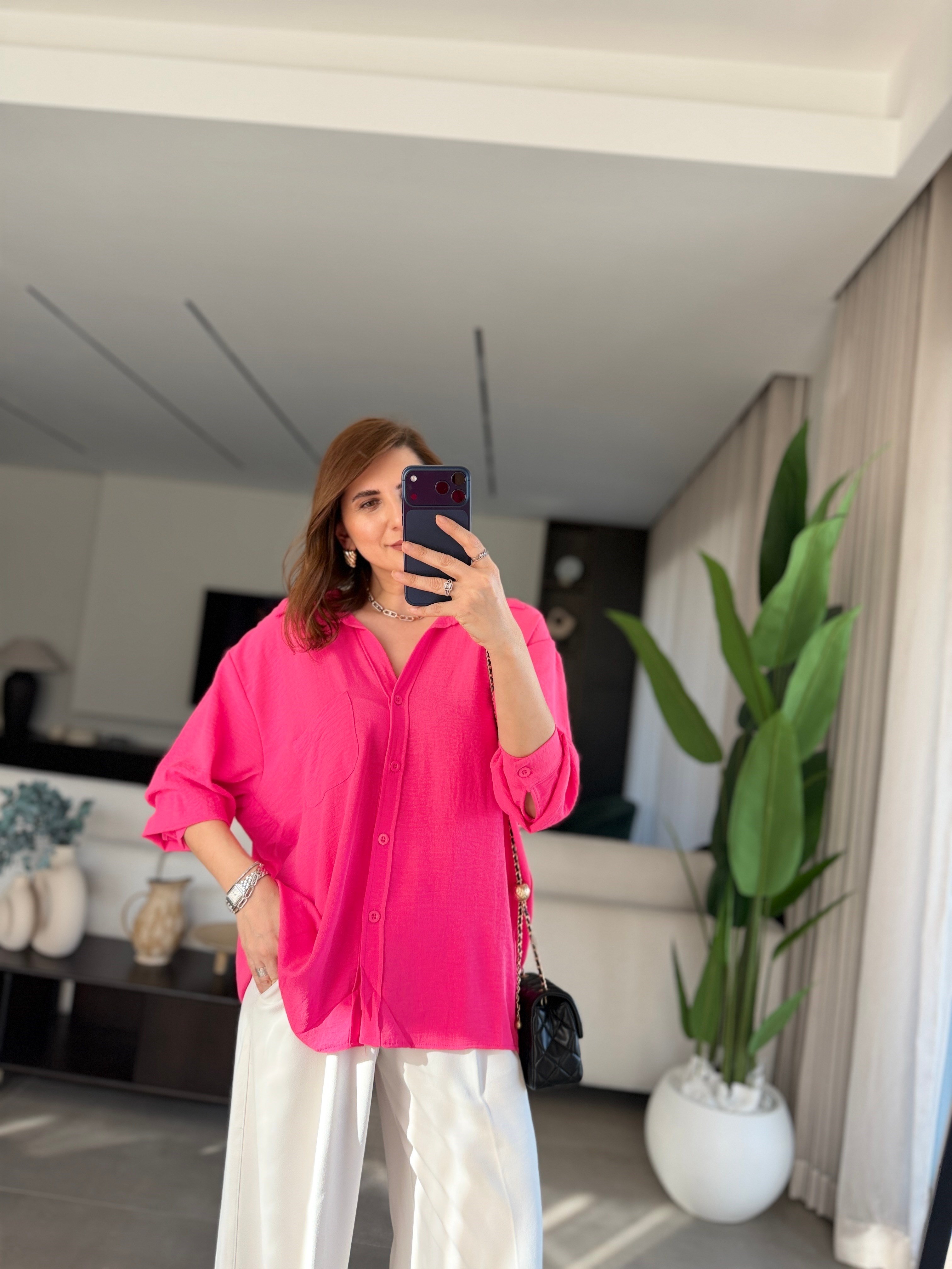 Fuşya Ayrobin Salaş Gömlek
