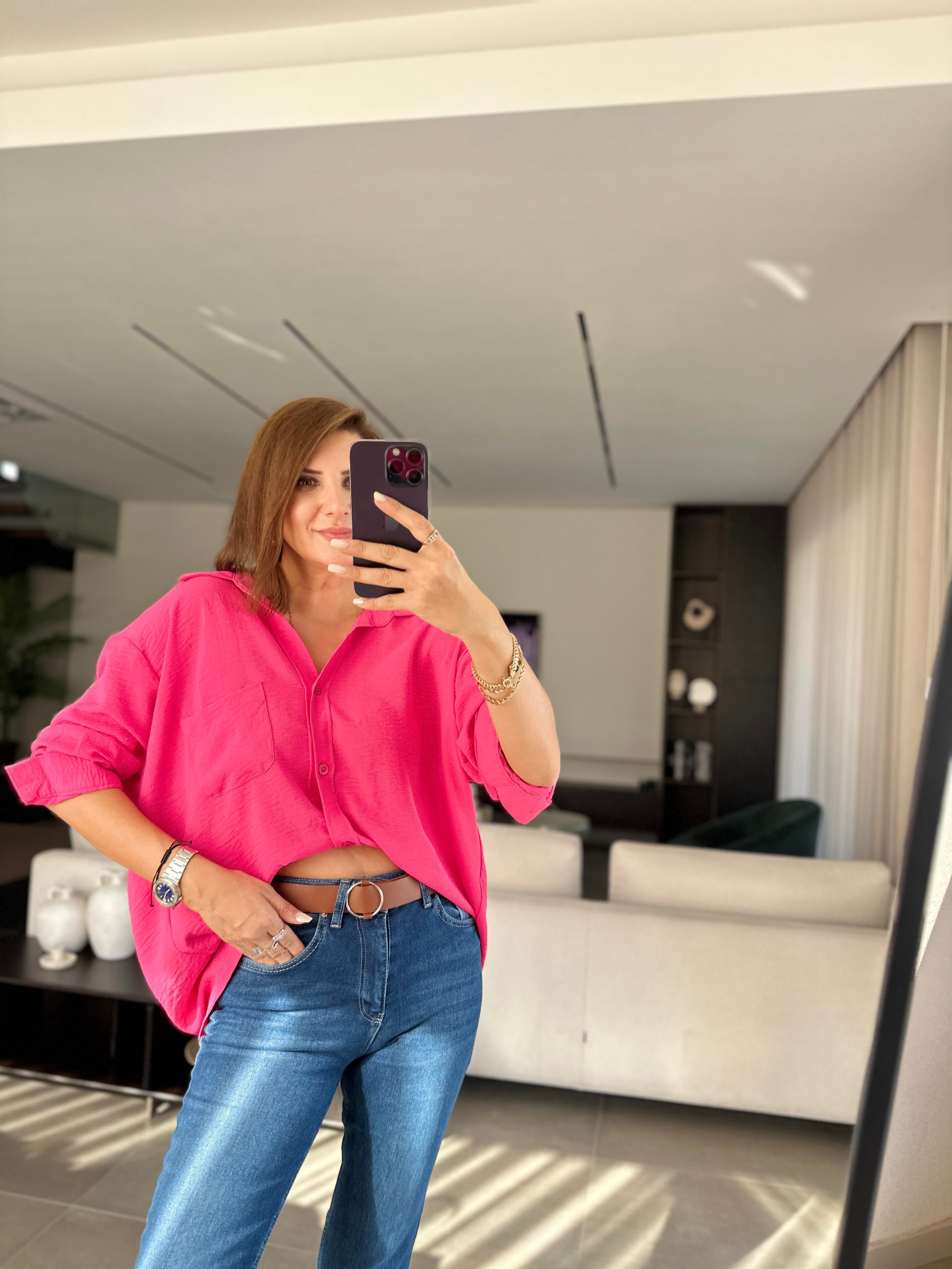 Fuşya Ayrobin Salaş Gömlek
