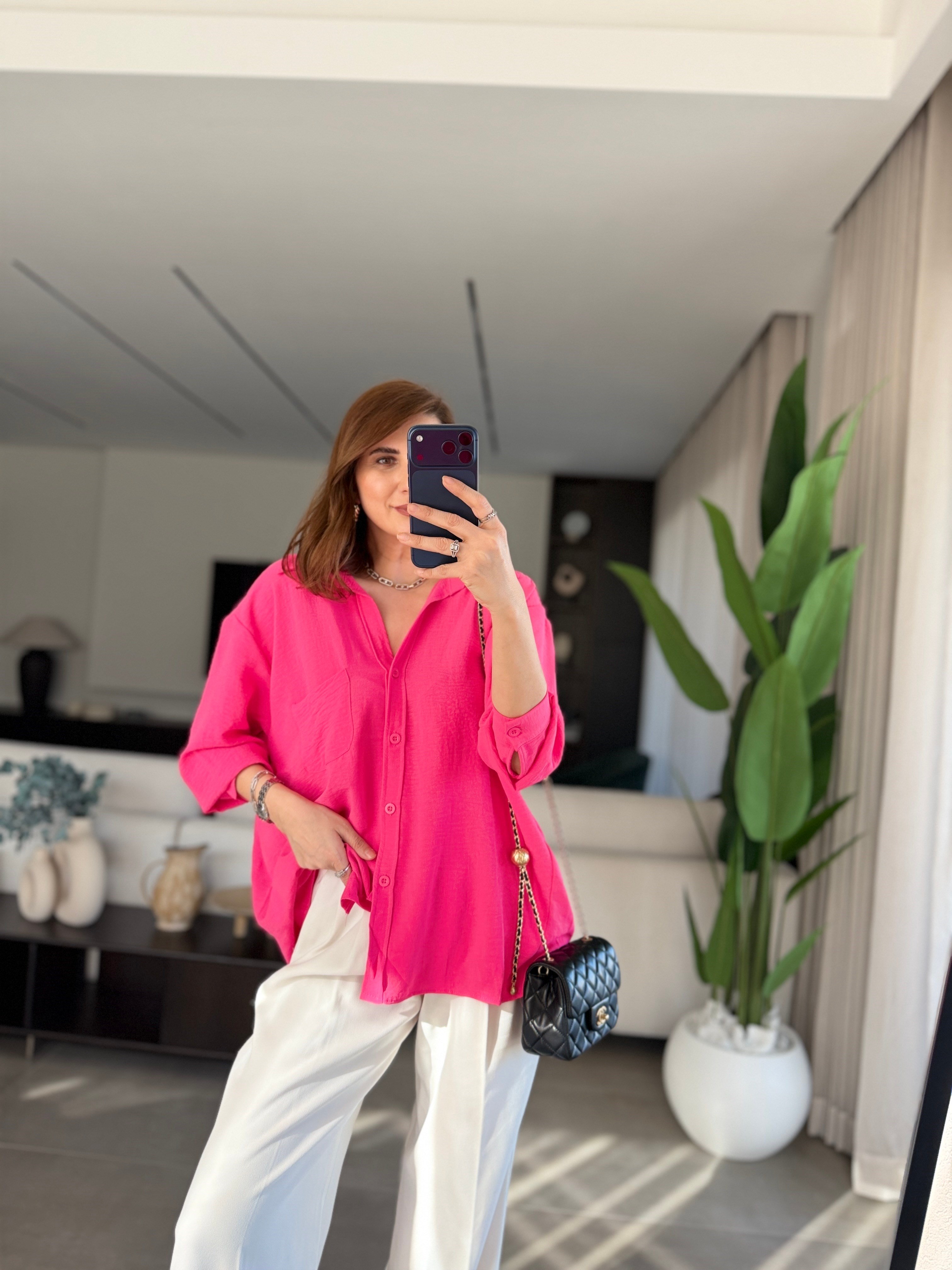 Fuşya Ayrobin Salaş Gömlek