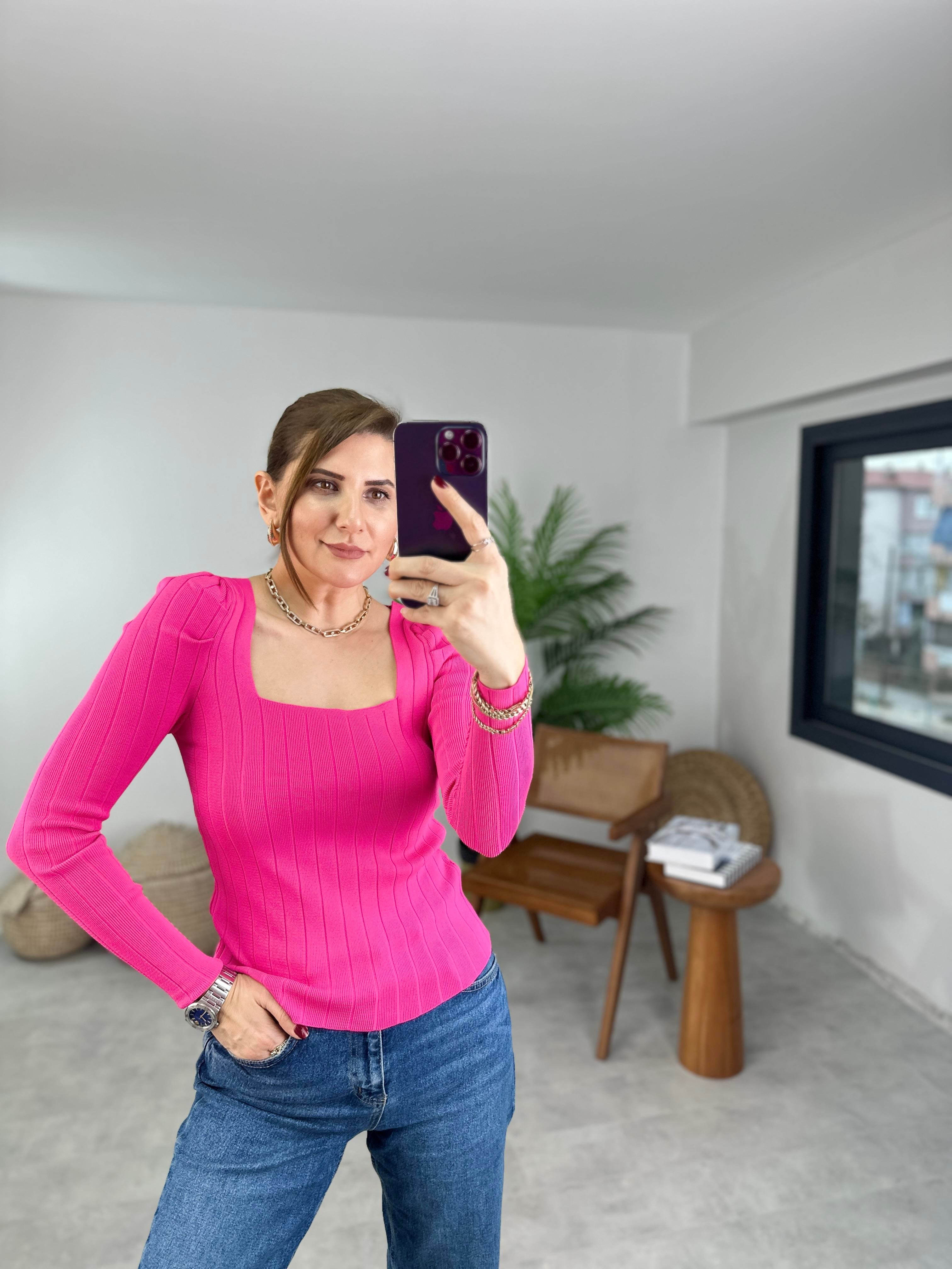 Fuşya Prenses Kol Bluz