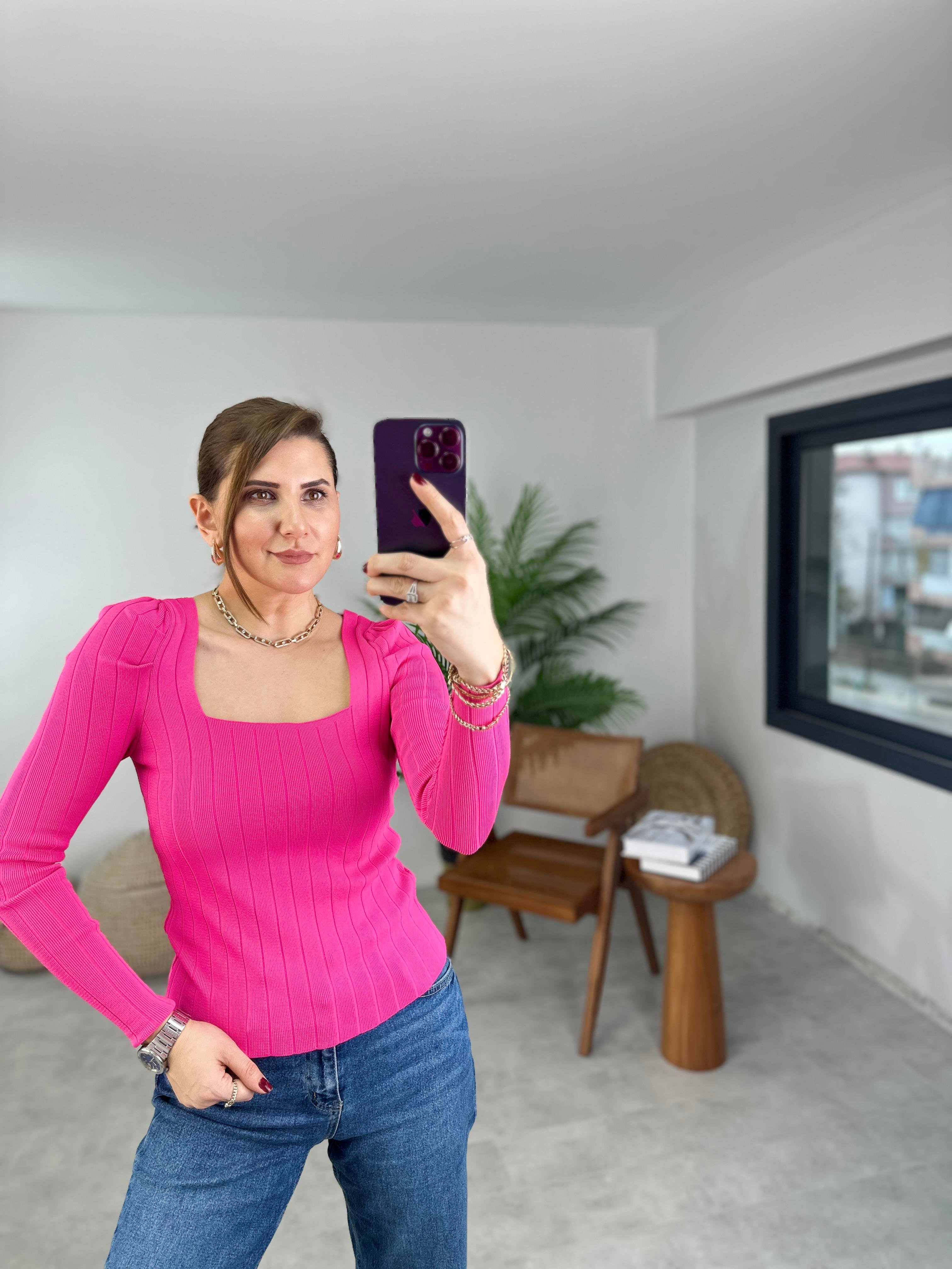 Fuşya Prenses Kol Bluz