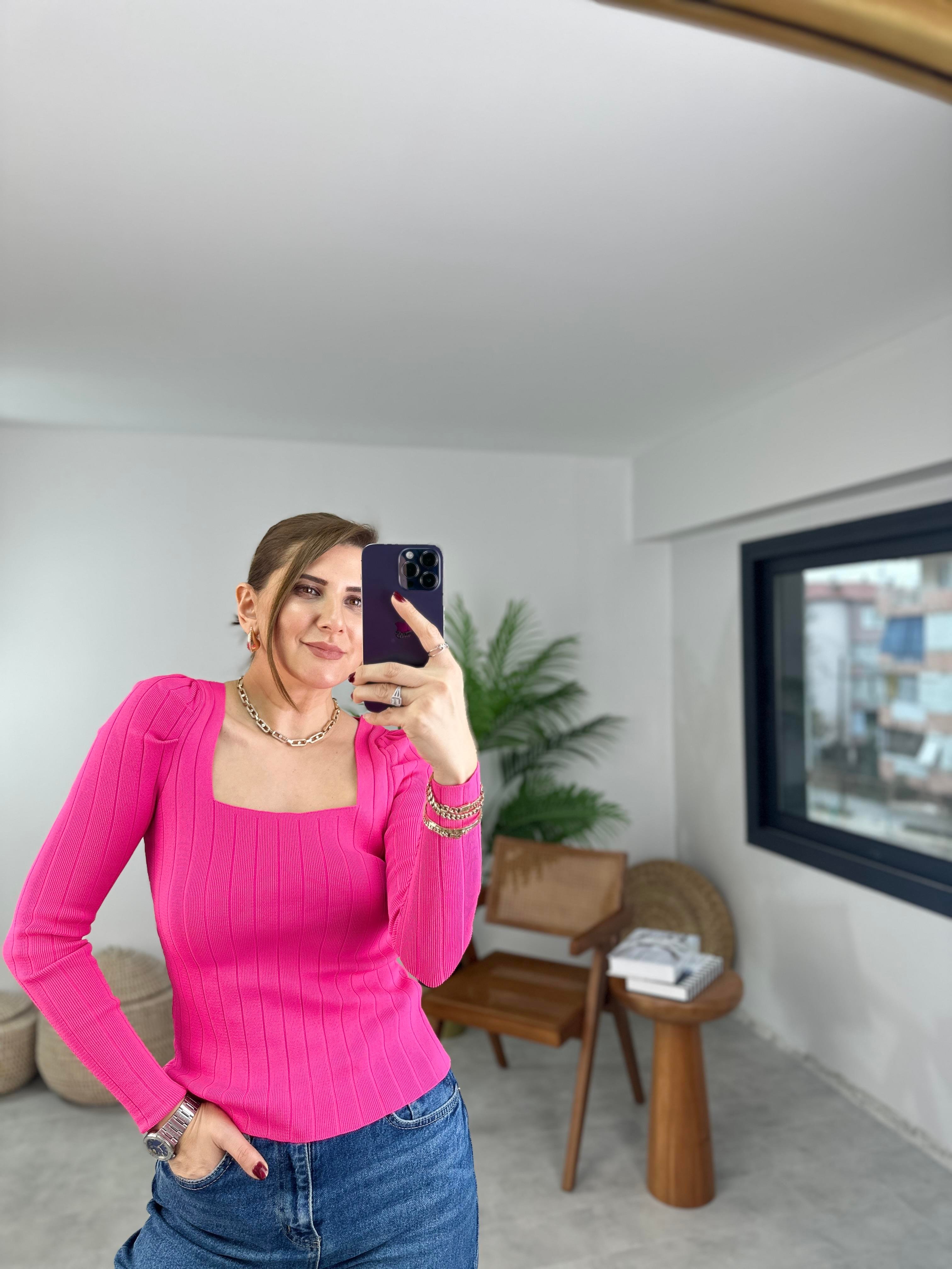 Fuşya Prenses Kol Bluz