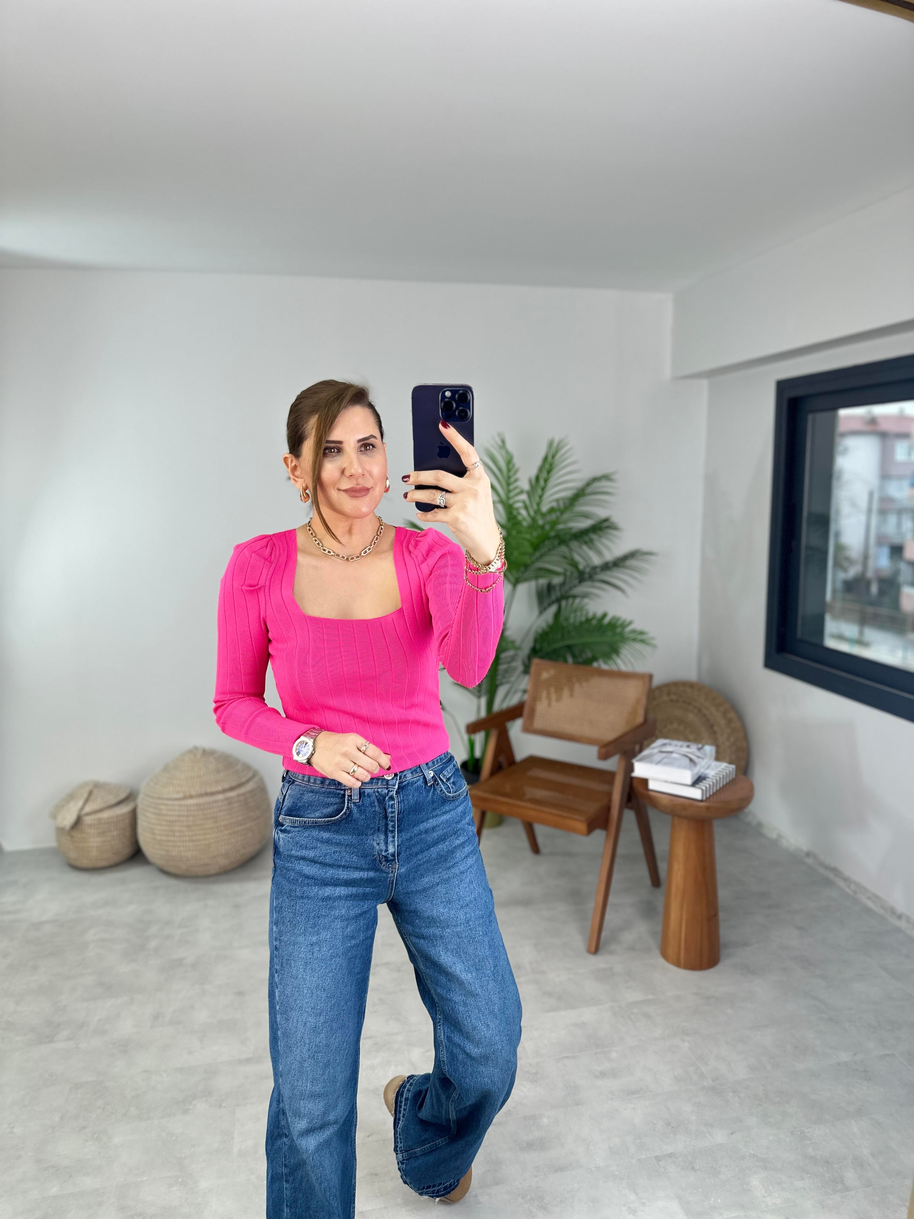 Fuşya Prenses Kol Bluz