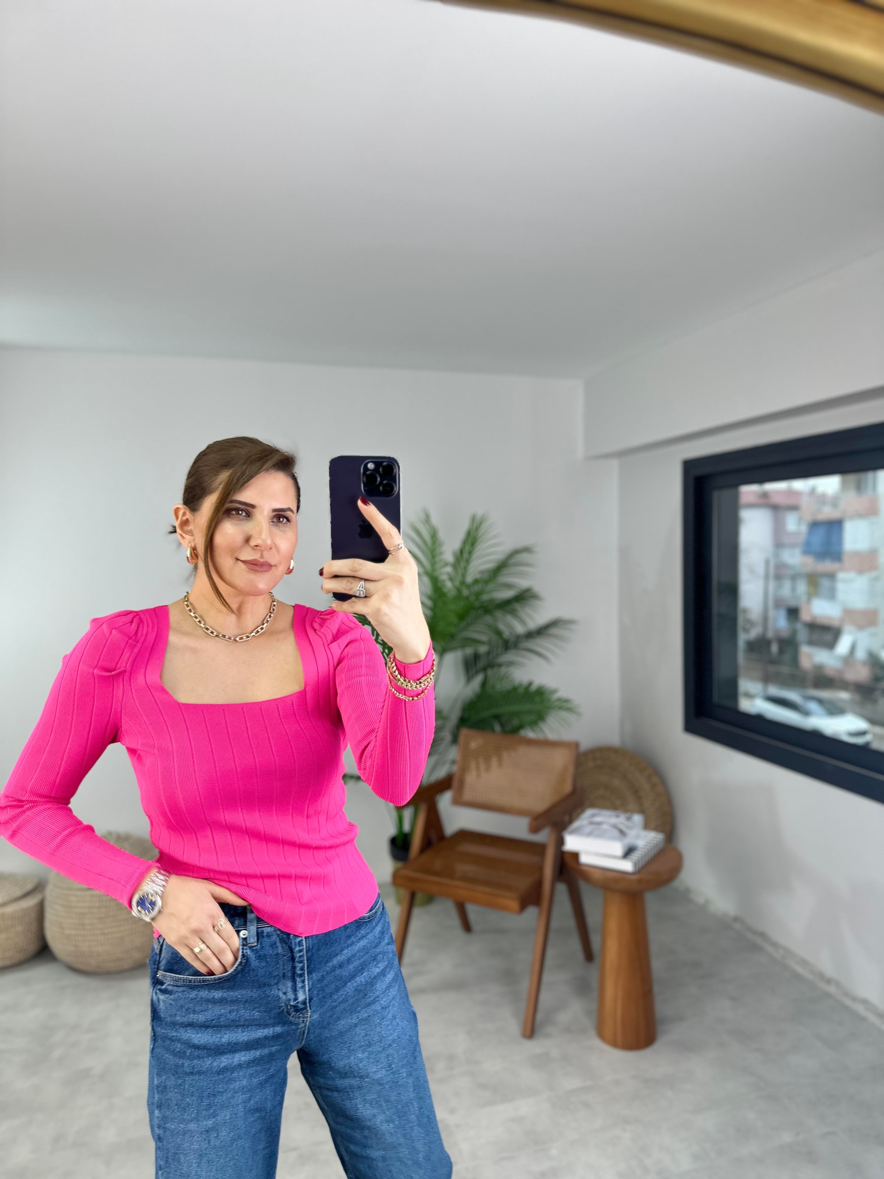 Fuşya Prenses Kol Bluz