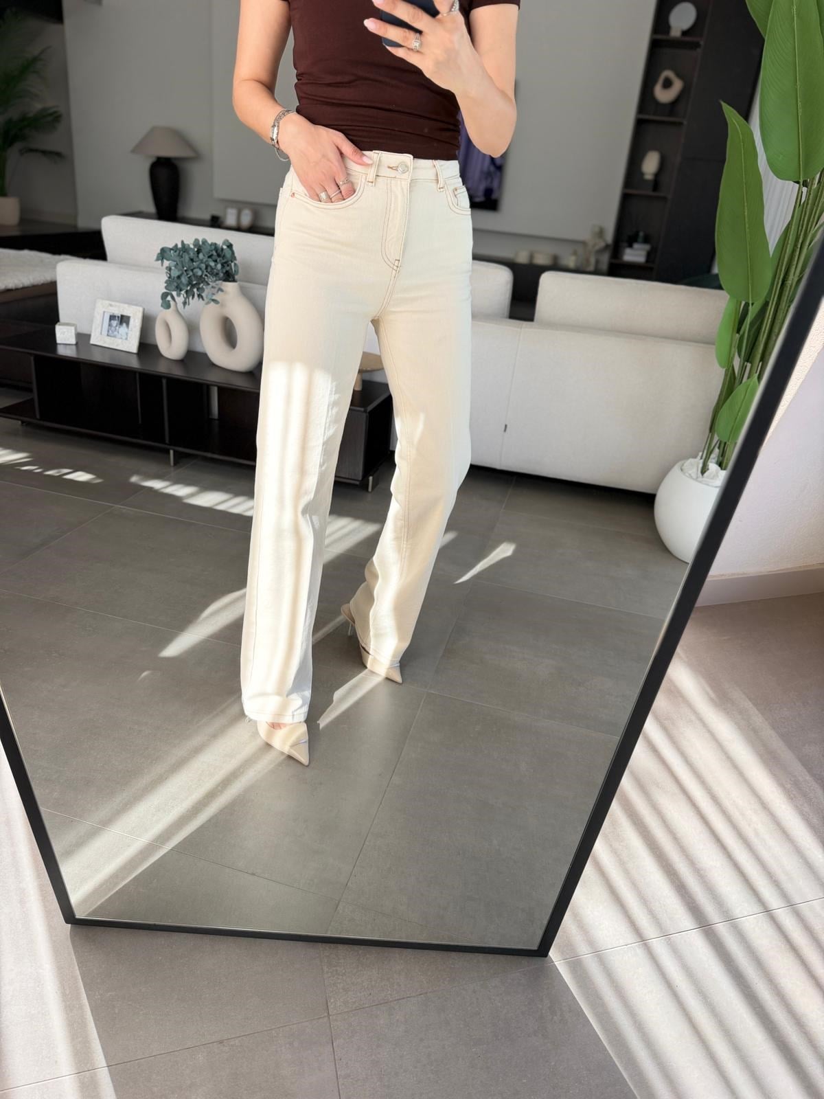 Geniş Paça Yüksek Bel Jean