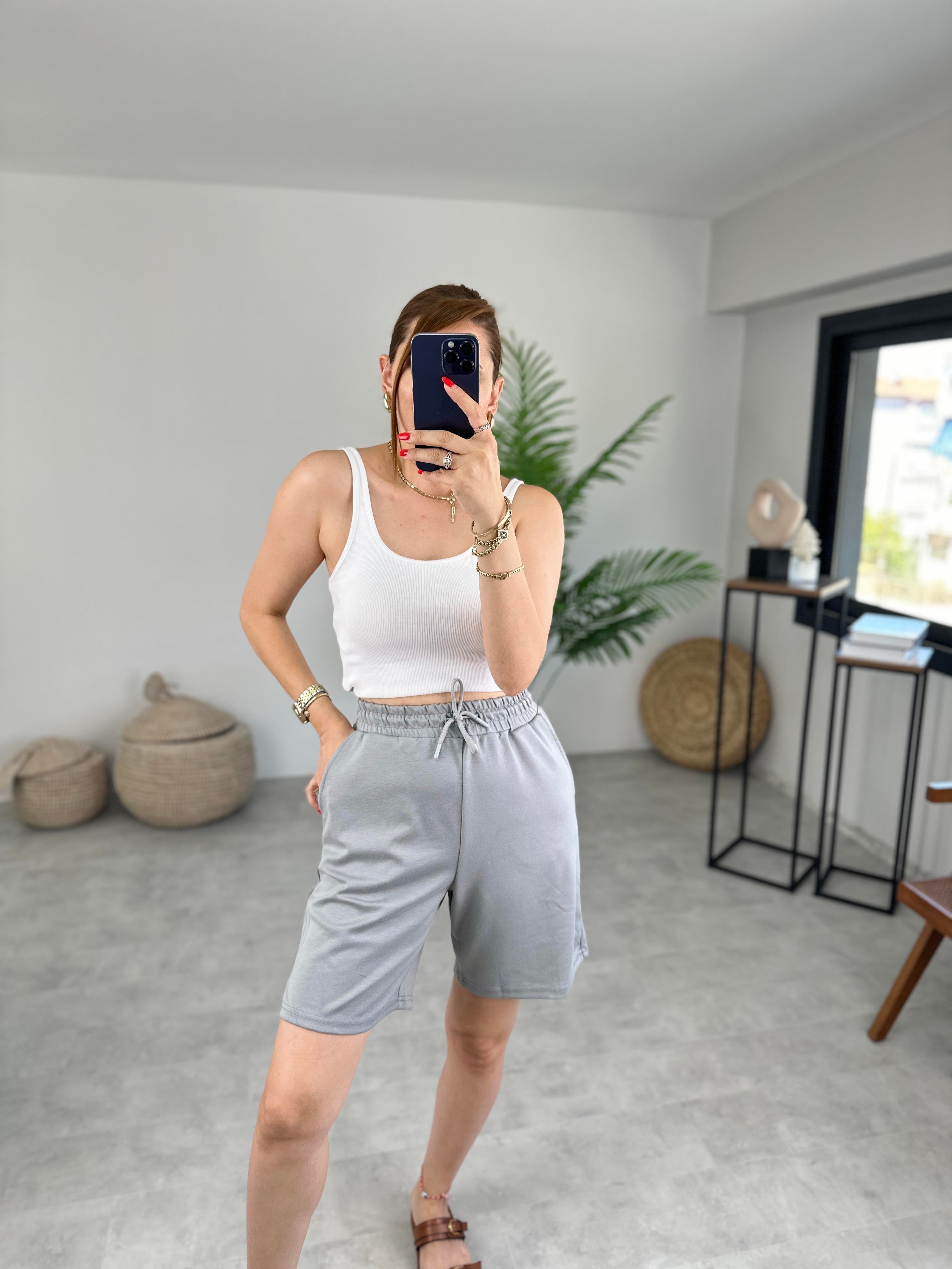 GRİ BEL LASTİKLİ MODAL ŞORT