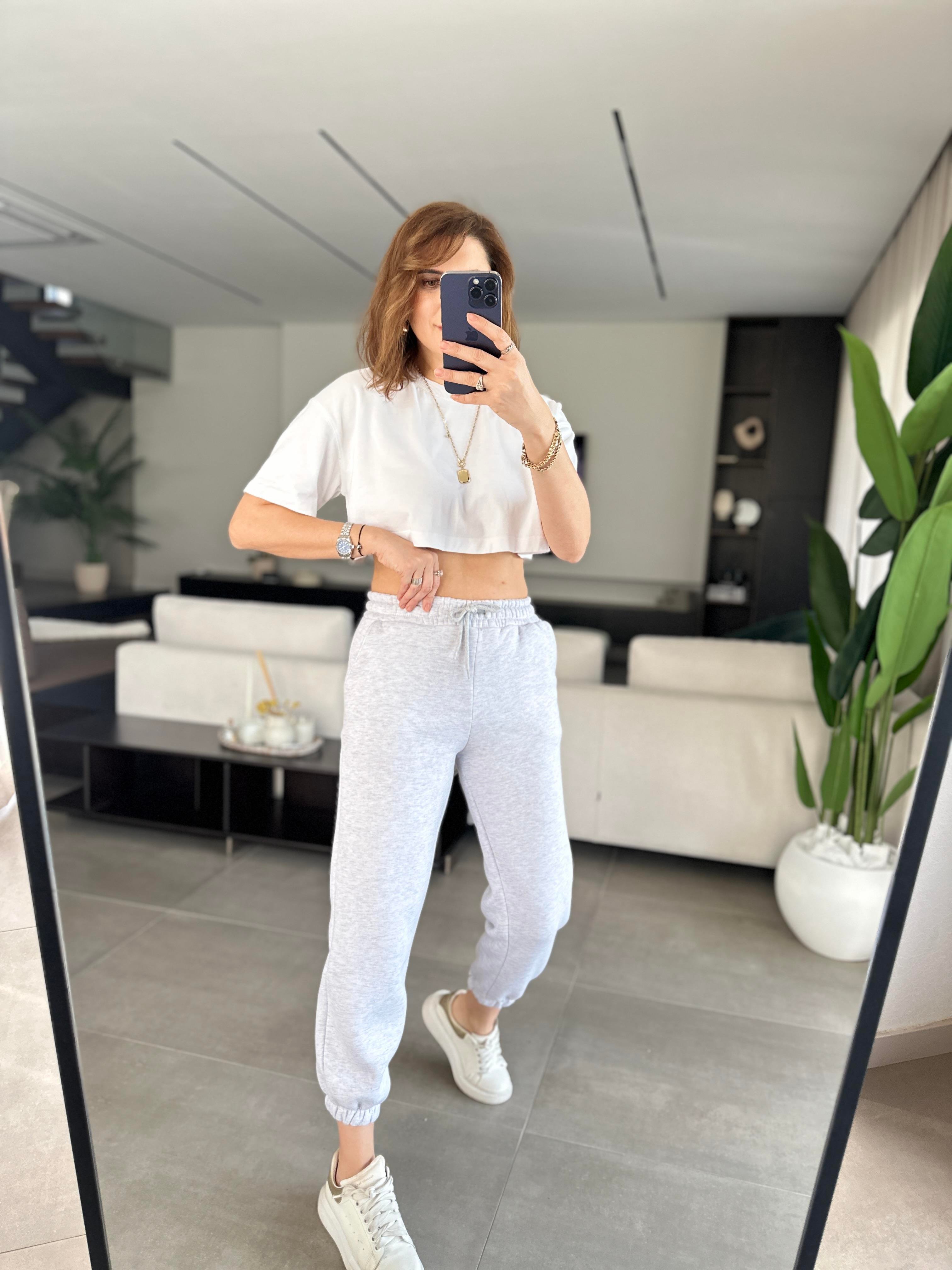 Gri Bel Ve Paça Lastikli Jogger Eşofman