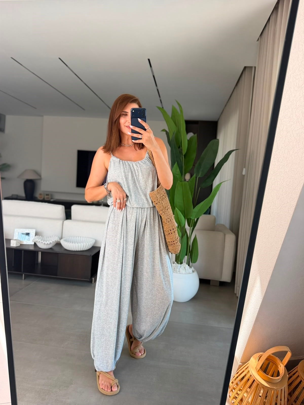 Gri Elara Crop Şalvar Takım