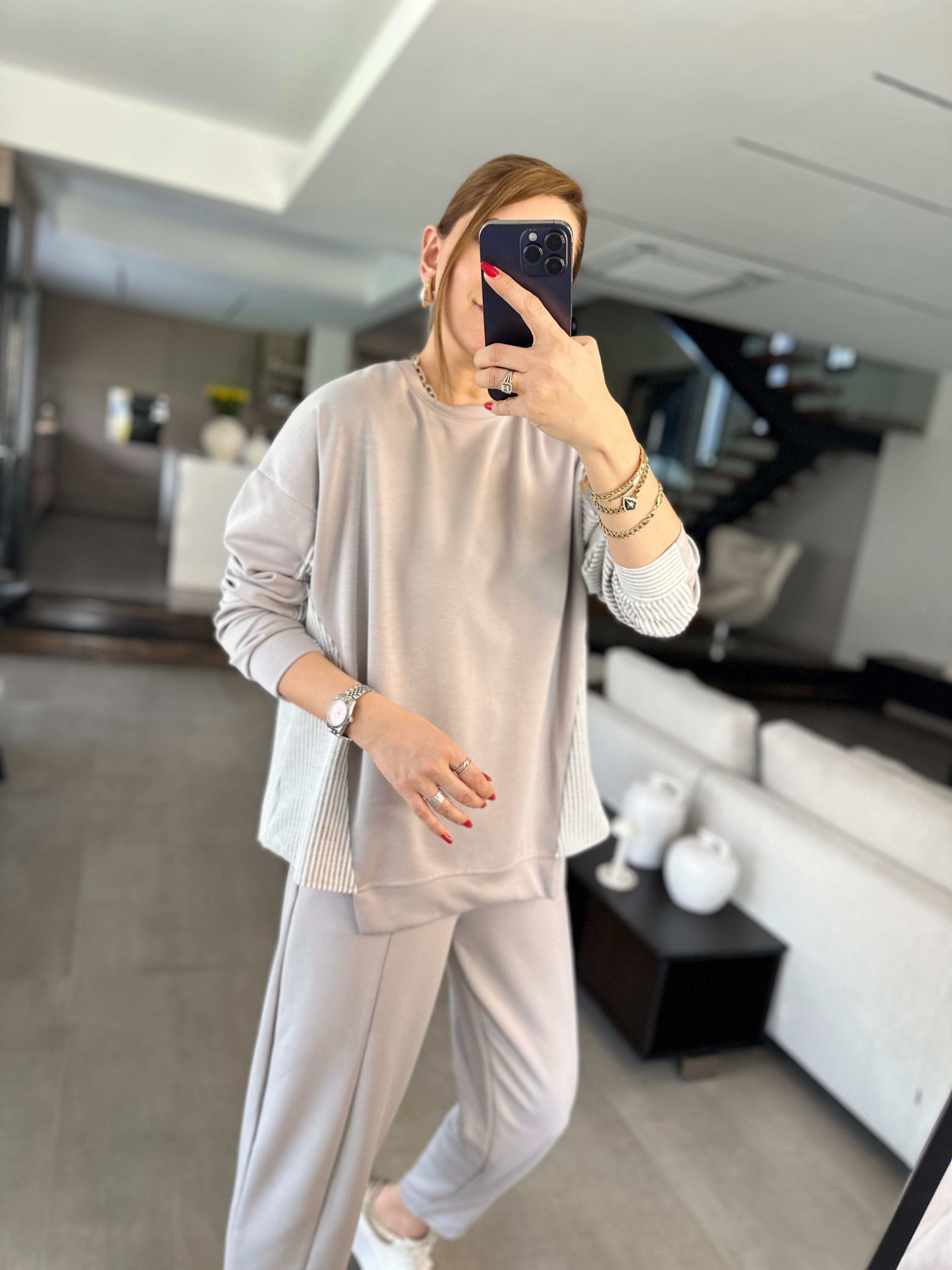 Gri Garnili Modal Takım