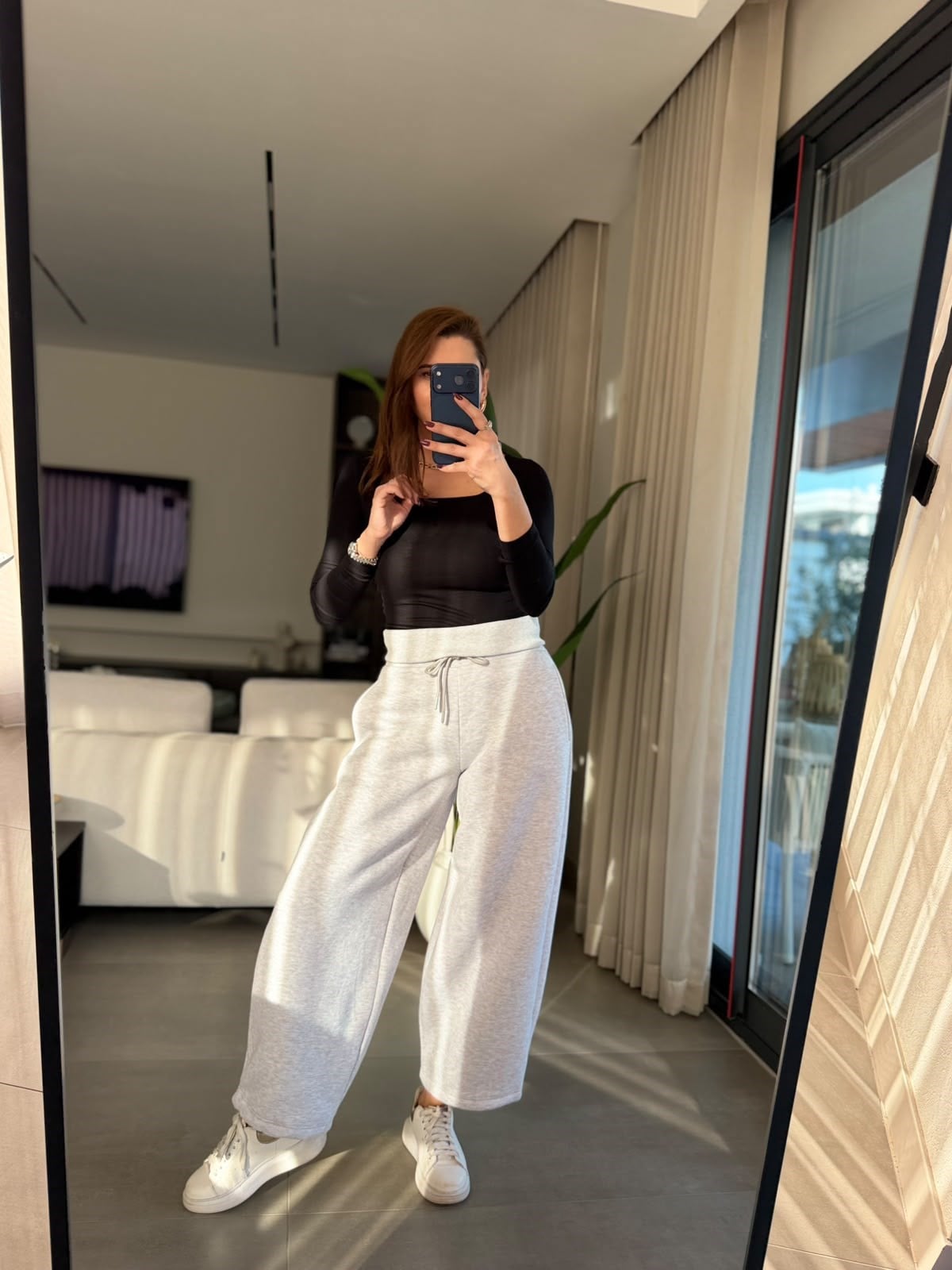 Gri Kaşkorse Kemerli Pantolon